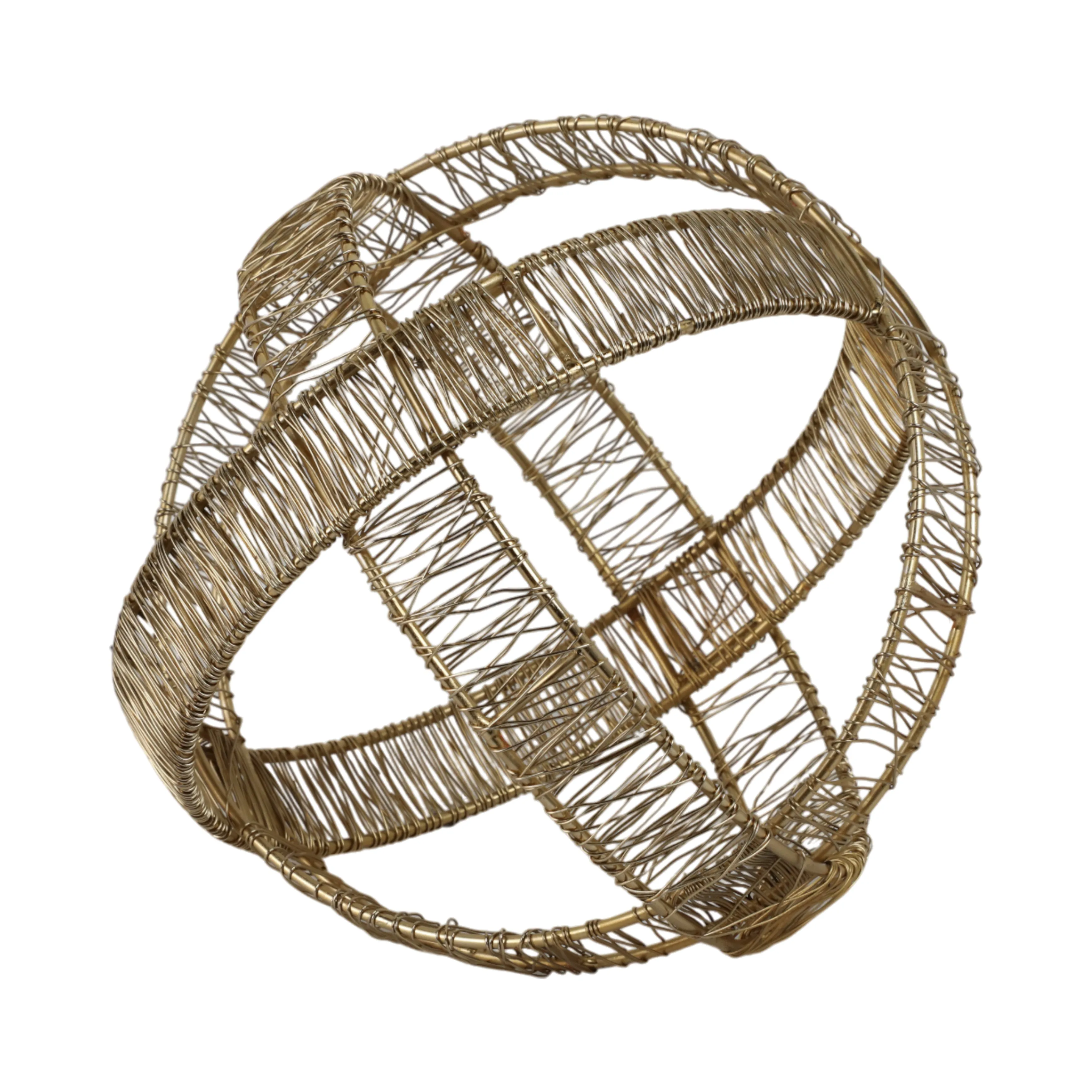 8" Woven Metal Orb, Gold