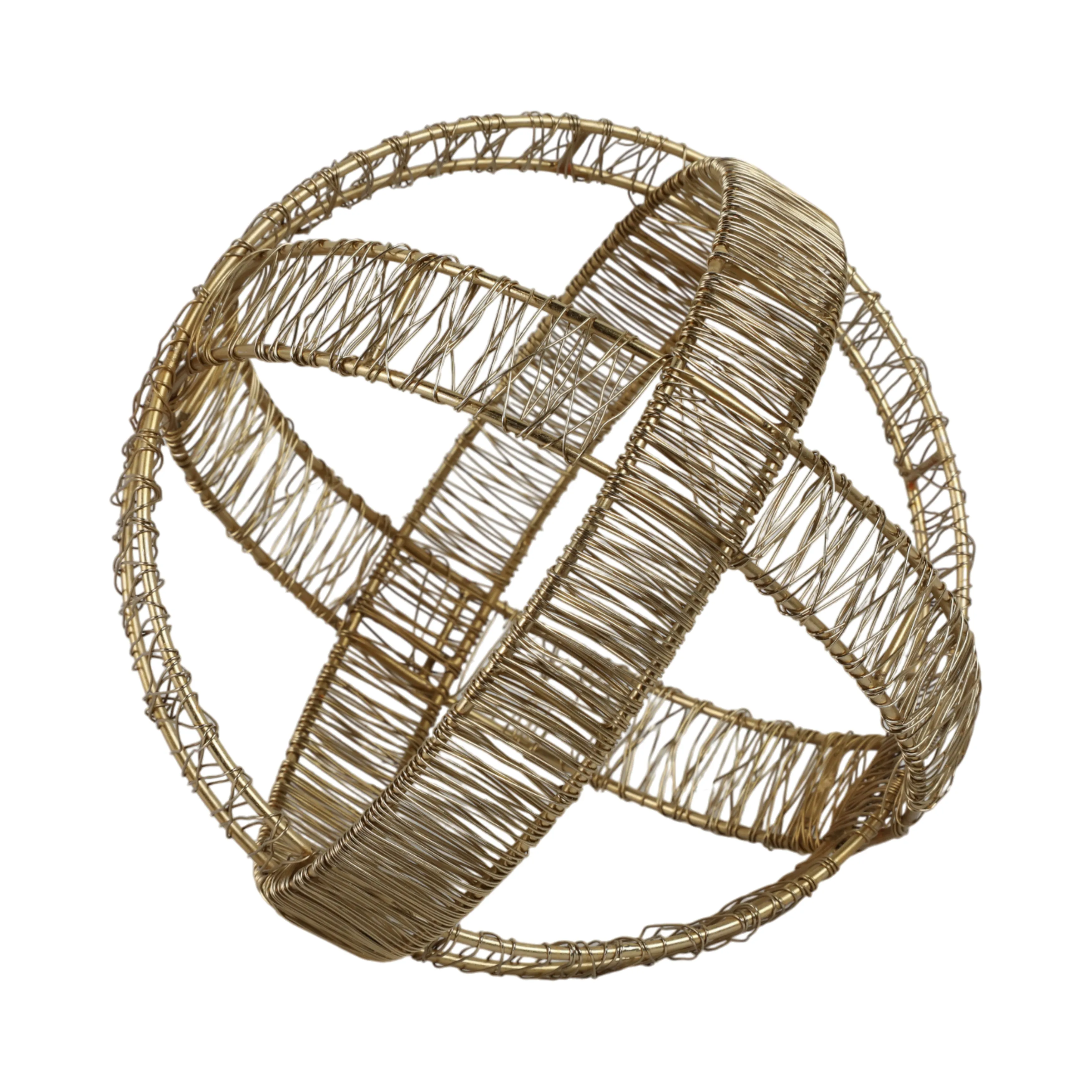 8" Woven Metal Orb, Gold