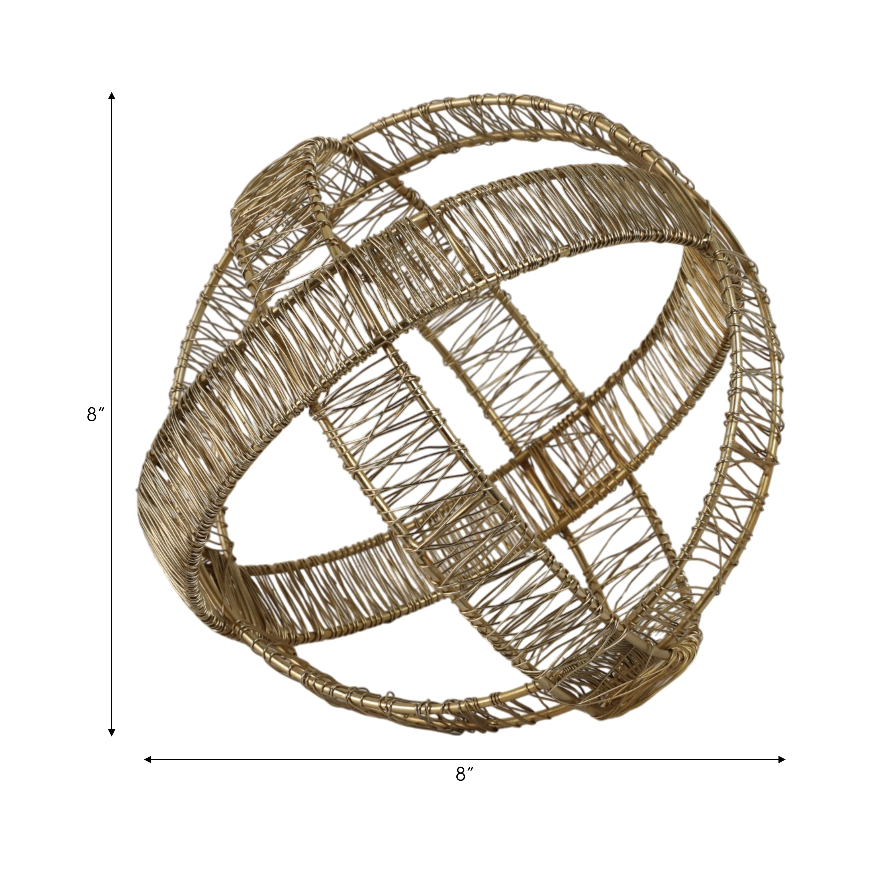8" Woven Metal Orb, Gold
