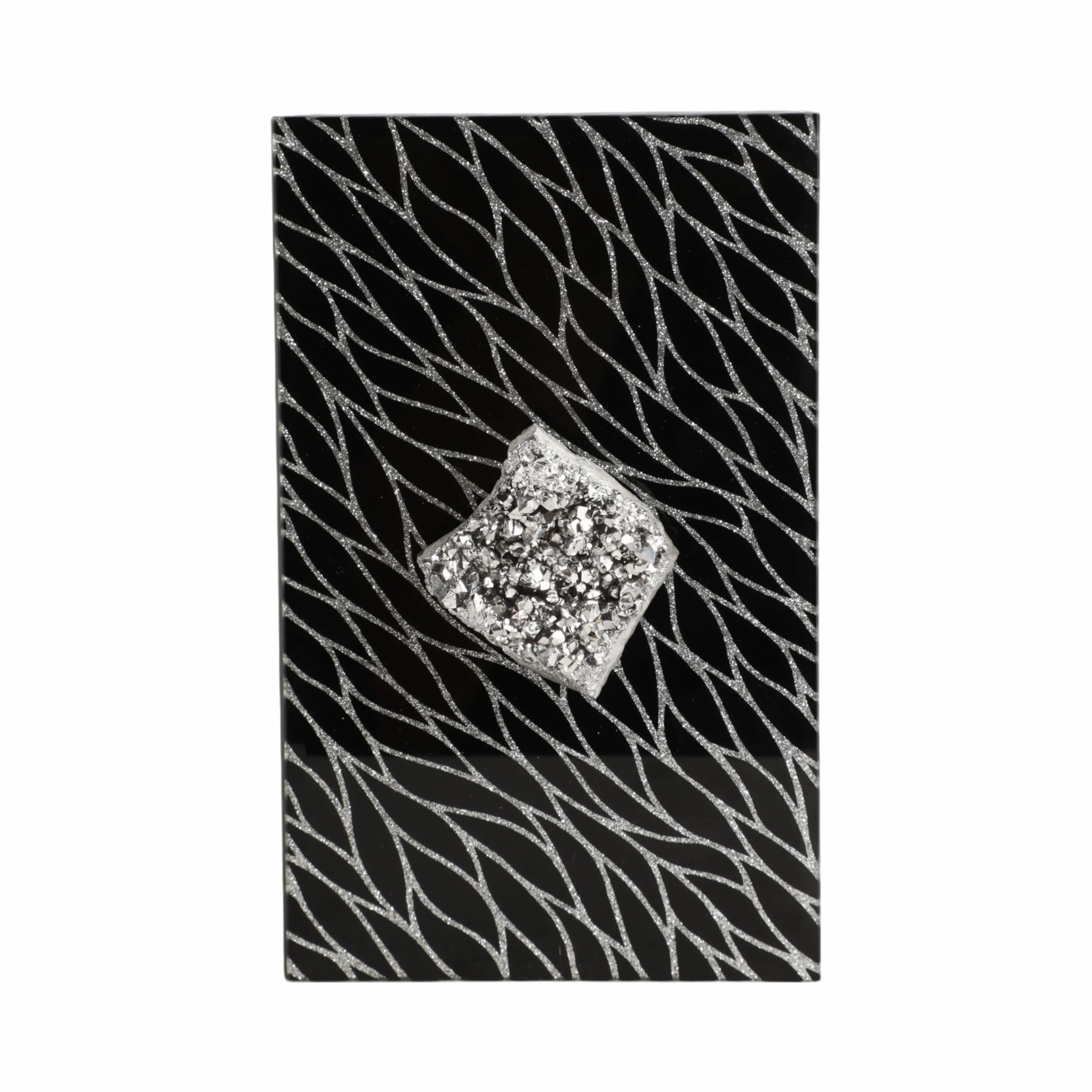 8x5" Sparkly Glass Box Stone Top, Black