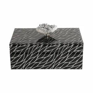 8x5" Sparkly Glass Box Stone Top, Black