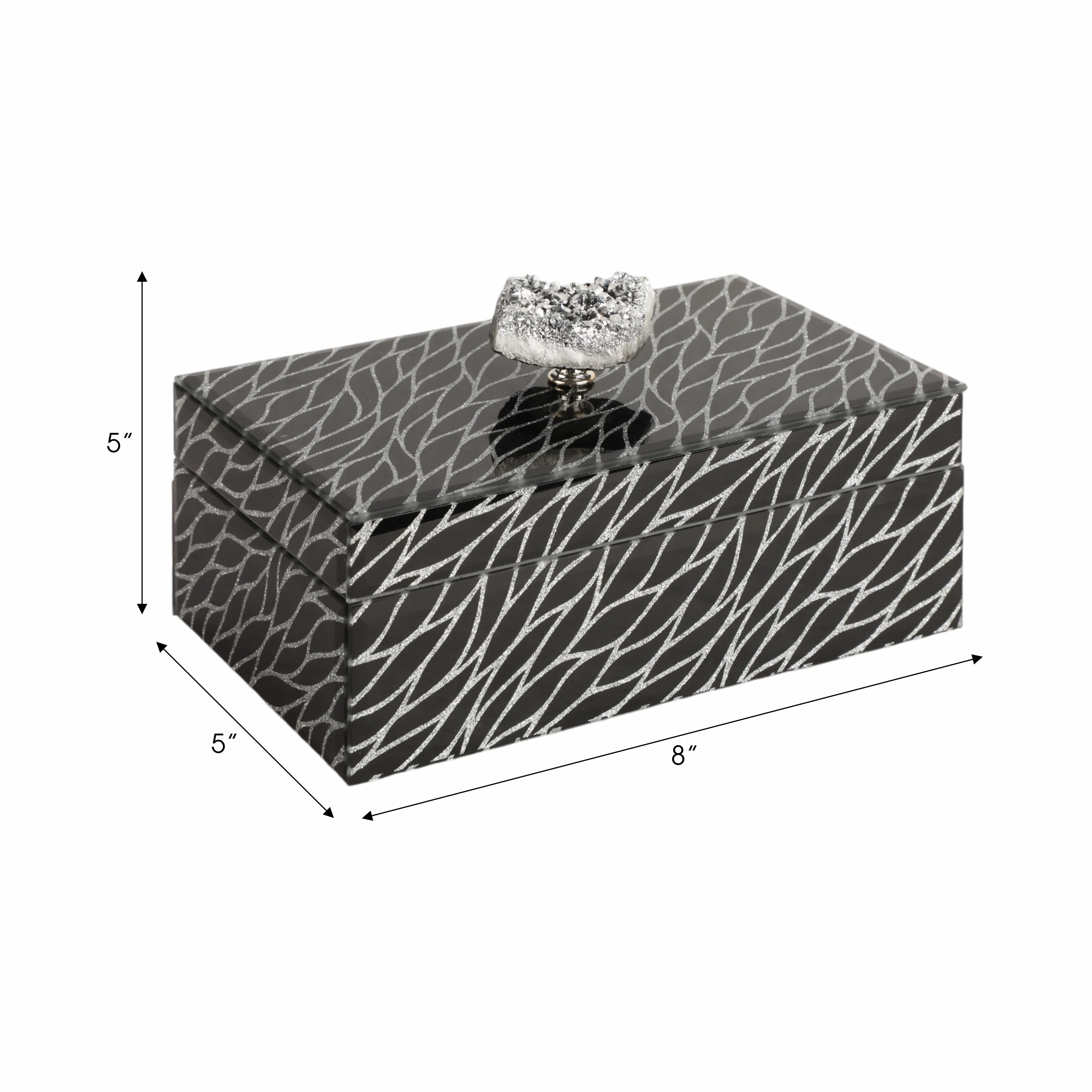 8x5" Sparkly Glass Box Stone Top, Black