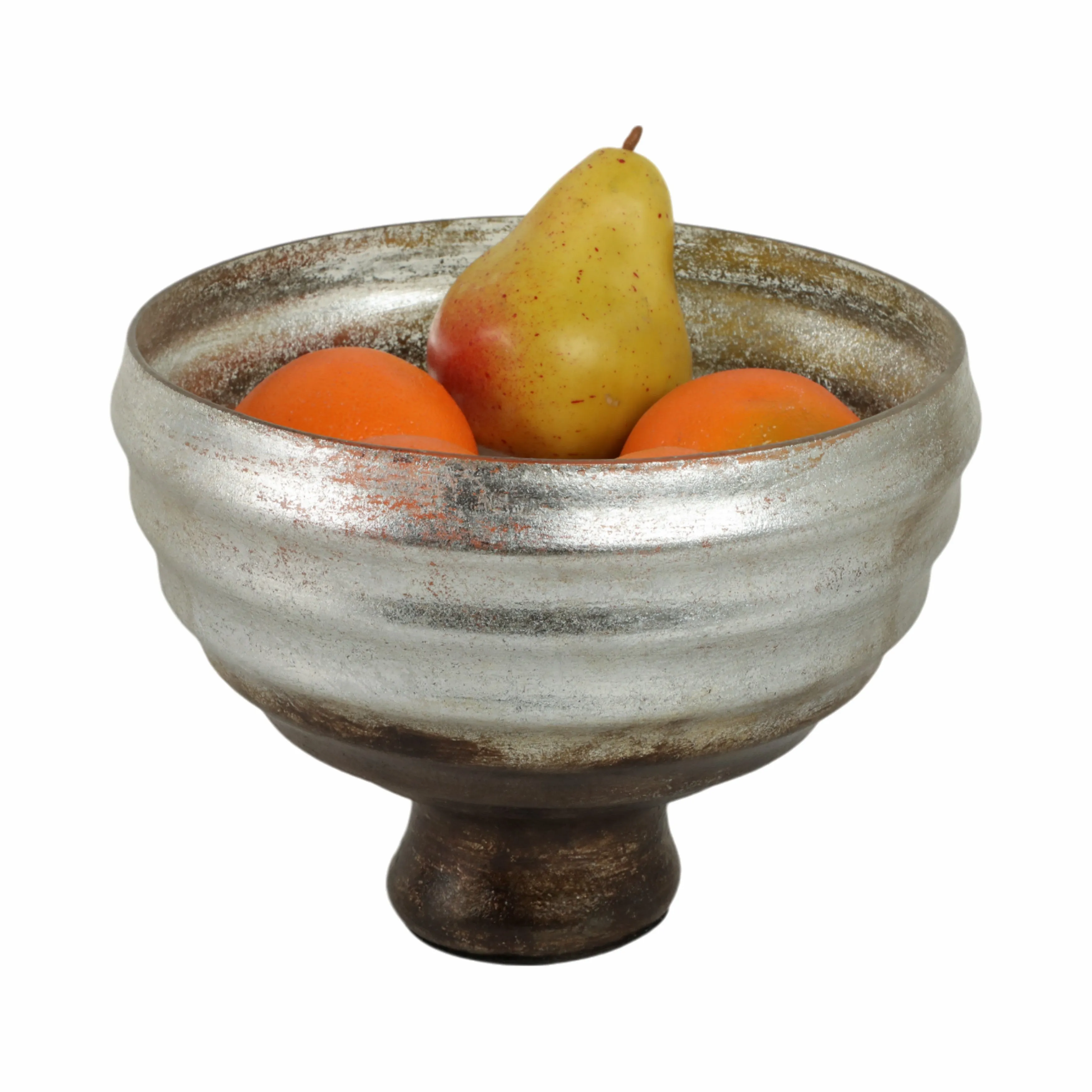 9" Glass Pedestal Bowl Ombre Finish, Multi