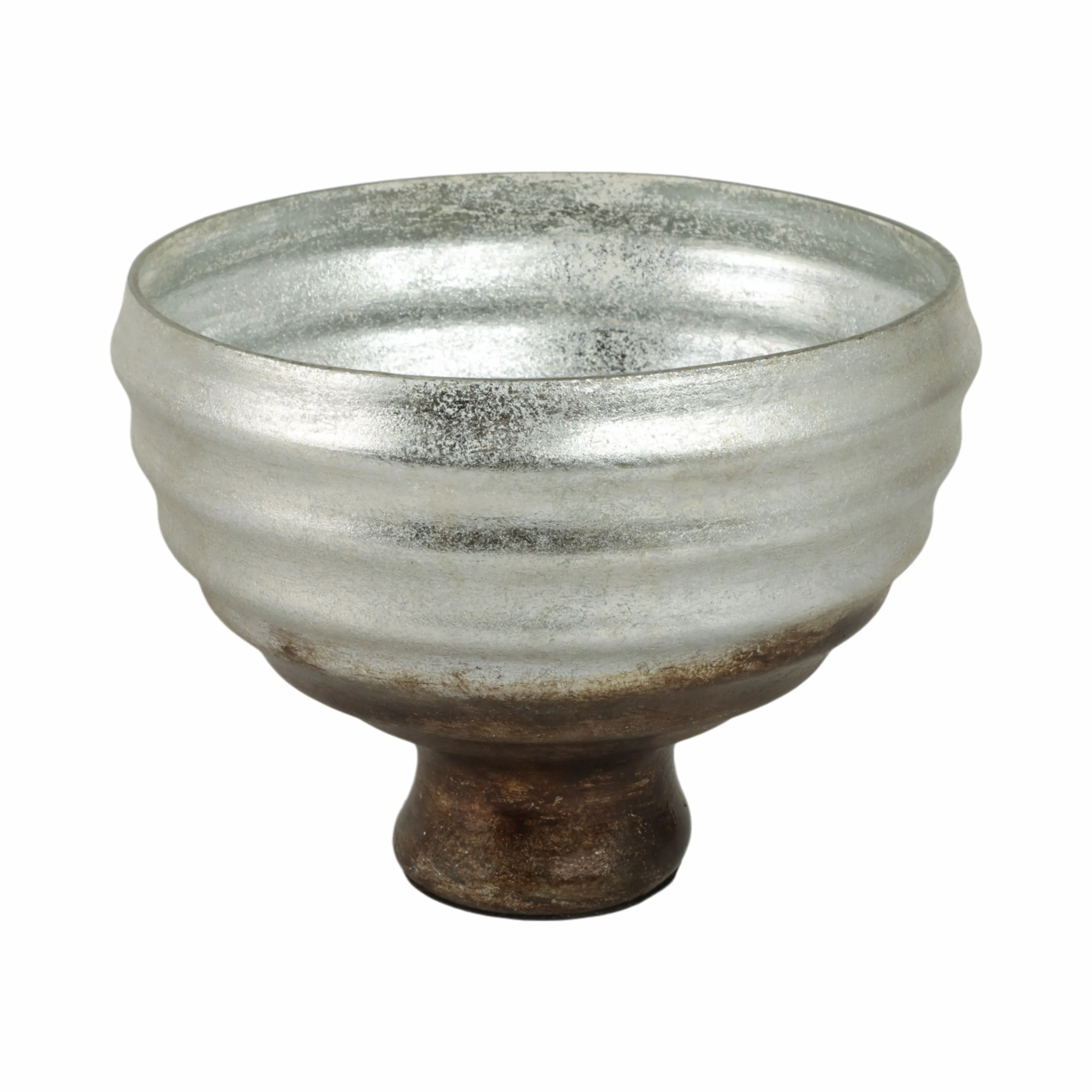 9" Glass Pedestal Bowl Ombre Finish, Multi