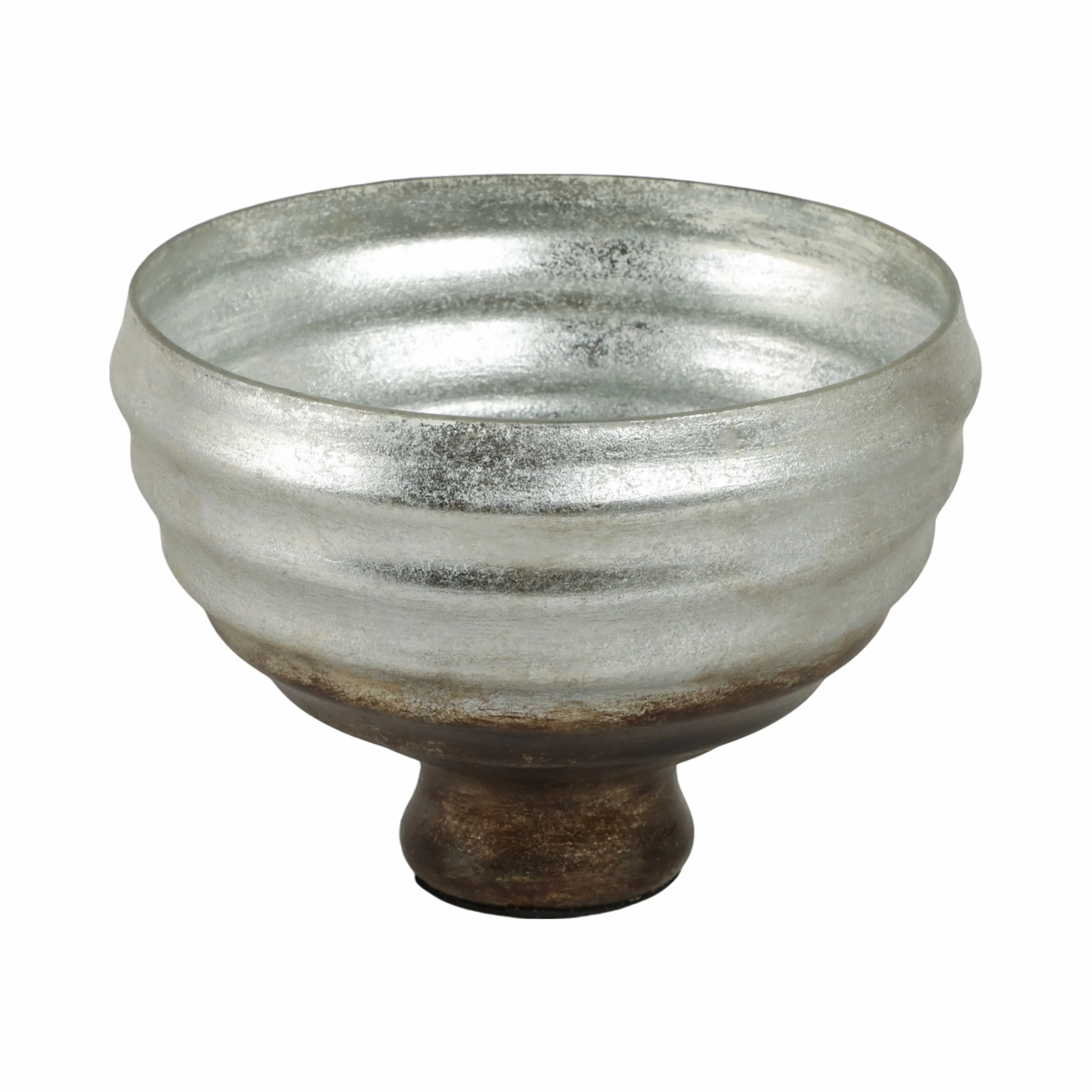 9" Glass Pedestal Bowl Ombre Finish, Multi