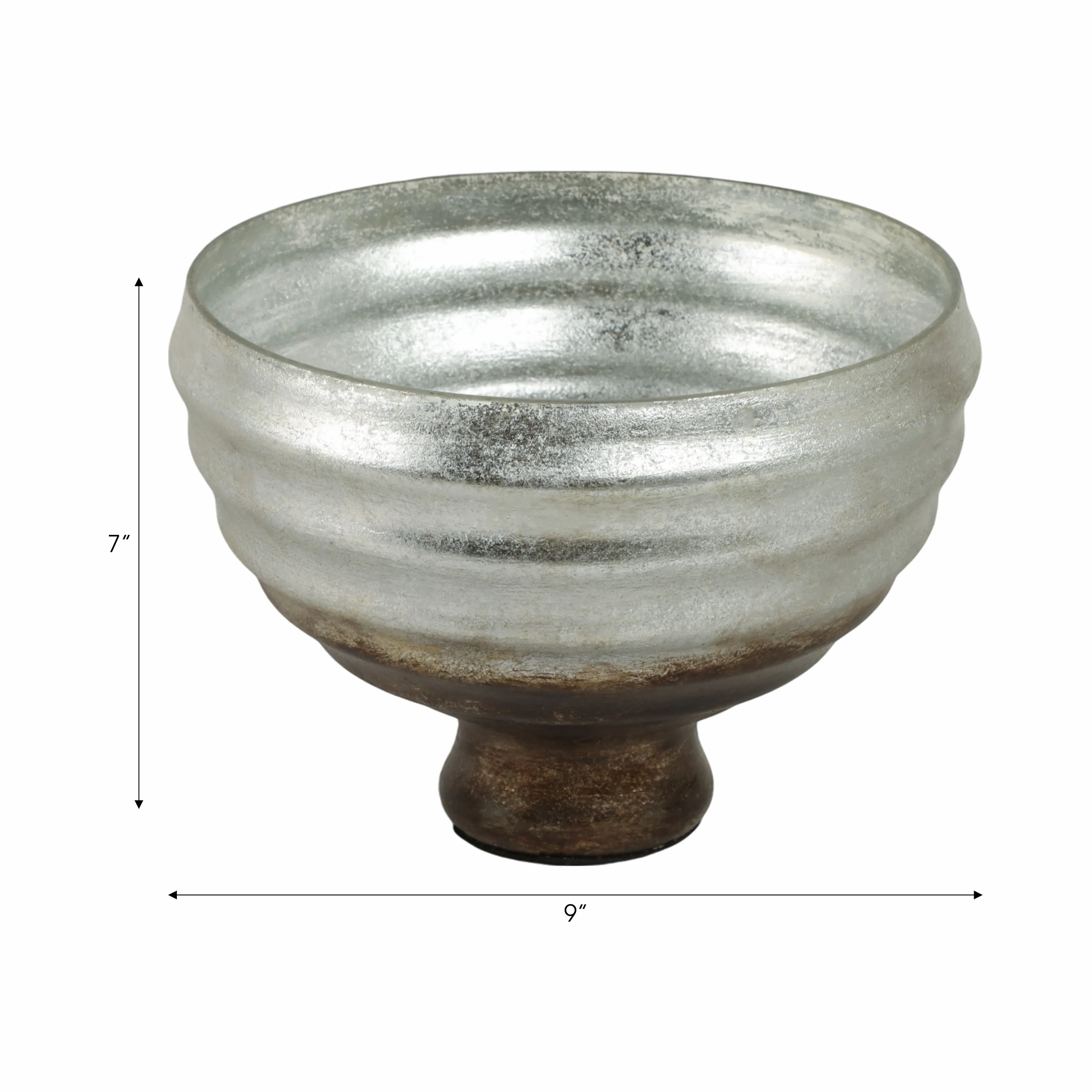 9" Glass Pedestal Bowl Ombre Finish, Multi