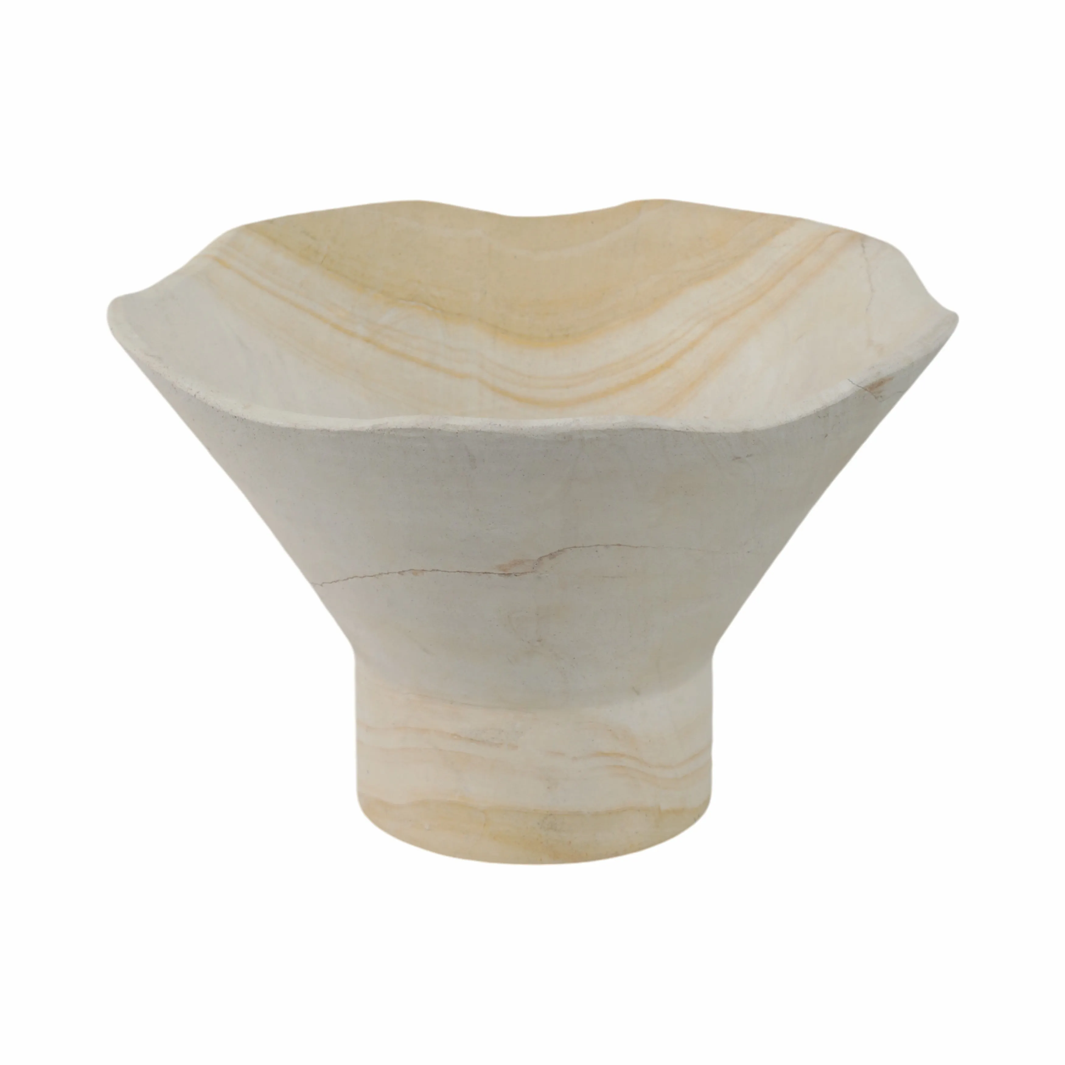 9" Sandstone Pedestal Bowl, Tan