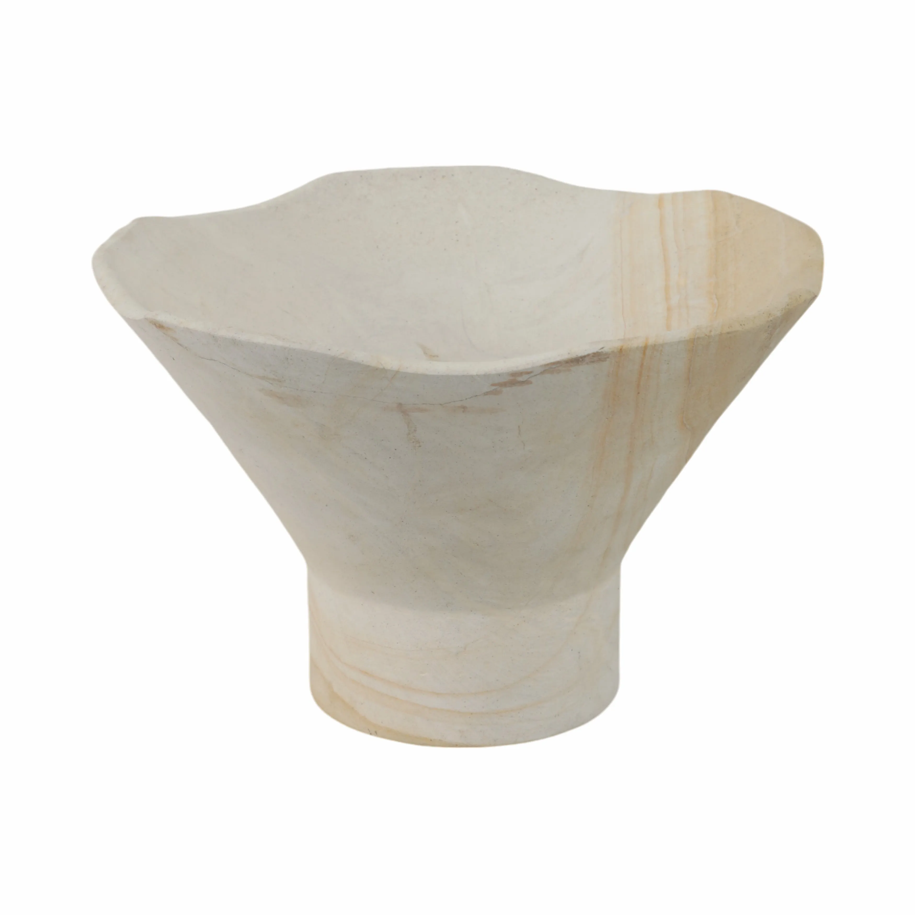 9" Sandstone Pedestal Bowl, Tan