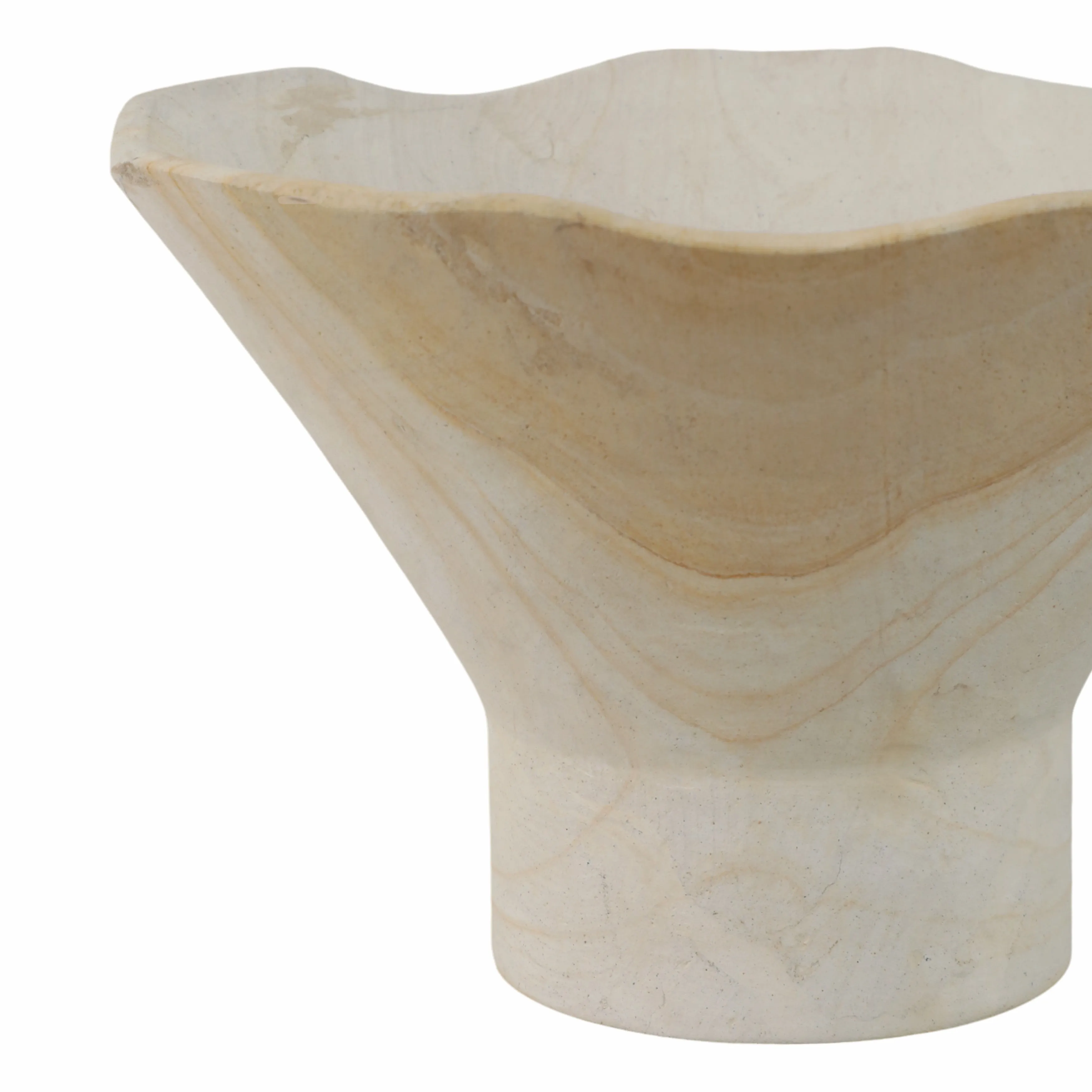 9" Sandstone Pedestal Bowl, Tan