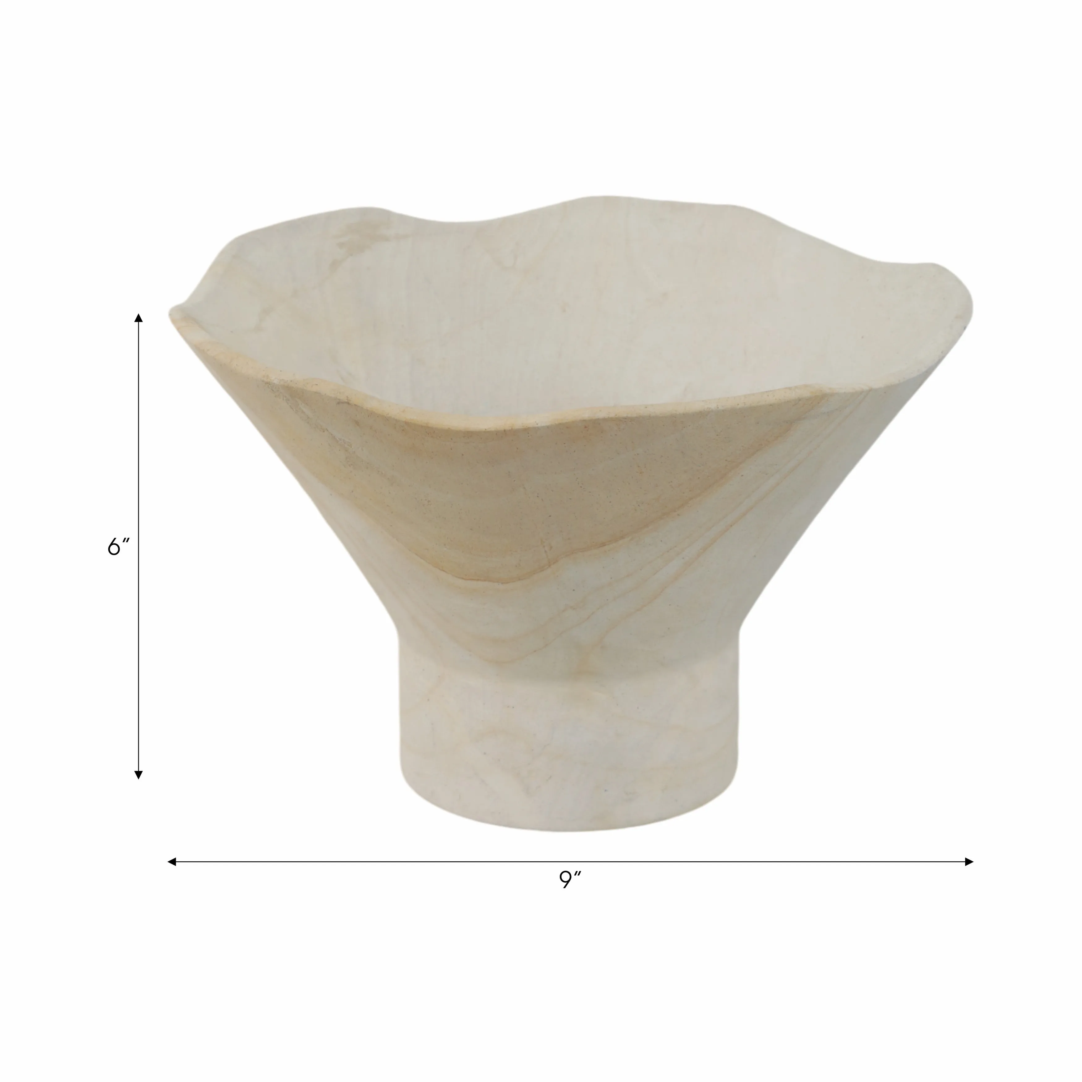 9" Sandstone Pedestal Bowl, Tan