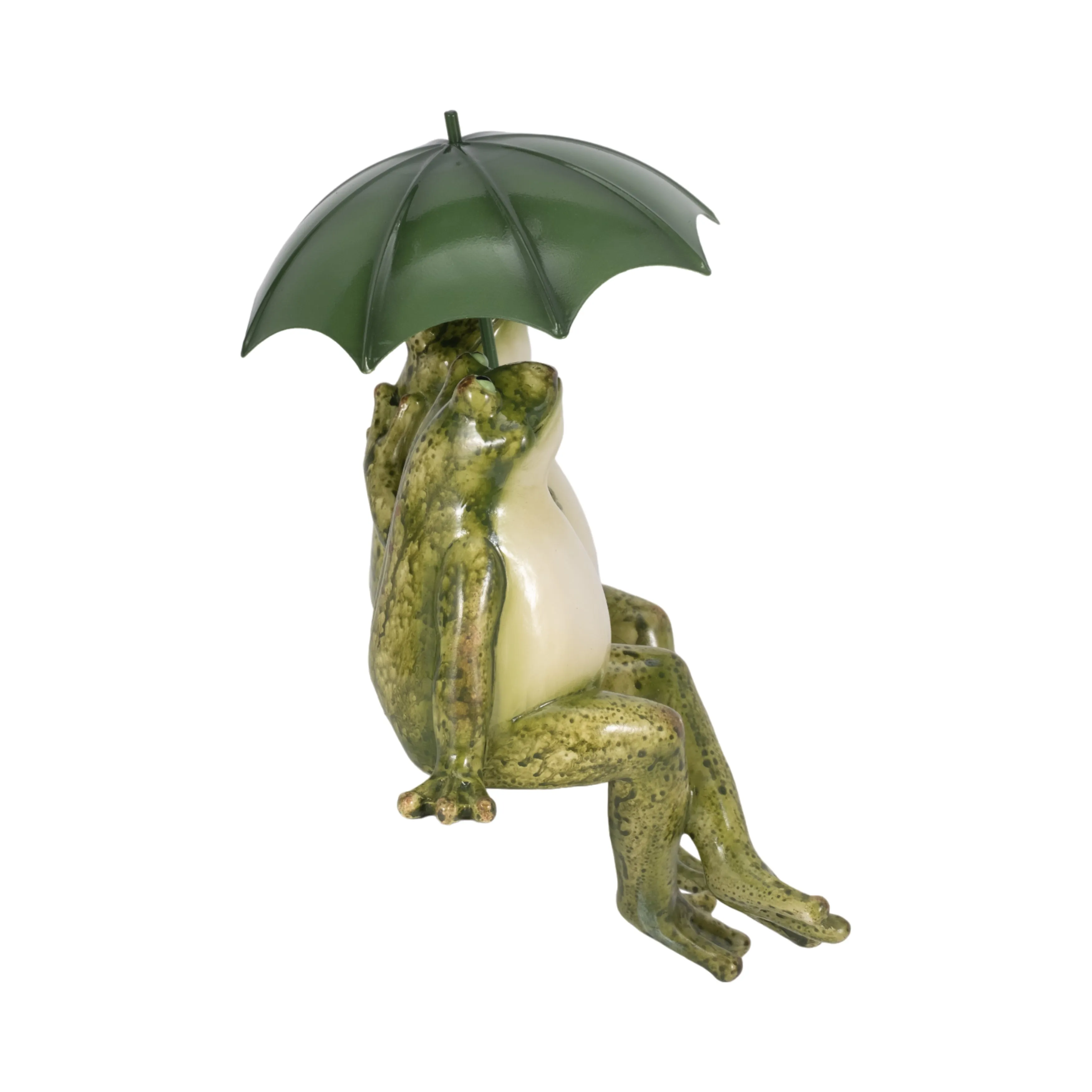 9" Sitting Frogs With Umbrella, Green