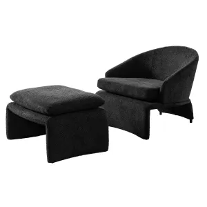 Adrian Black Accent Chair   Ottoman