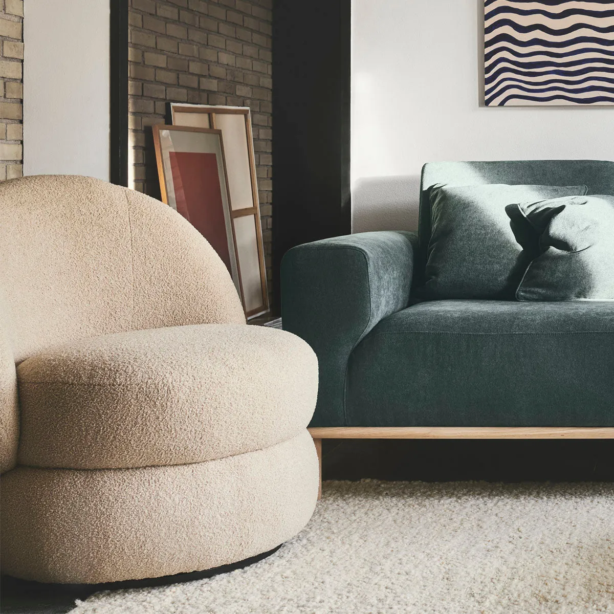 Alma Boucle Swivel Armchair