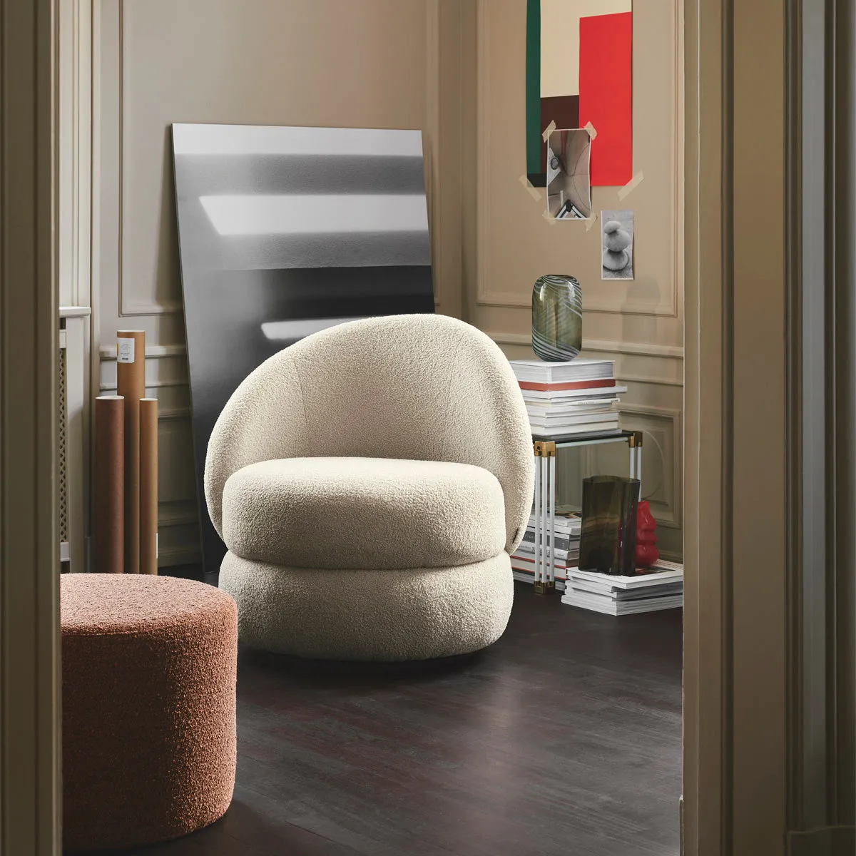 Alma Boucle Swivel Armchair