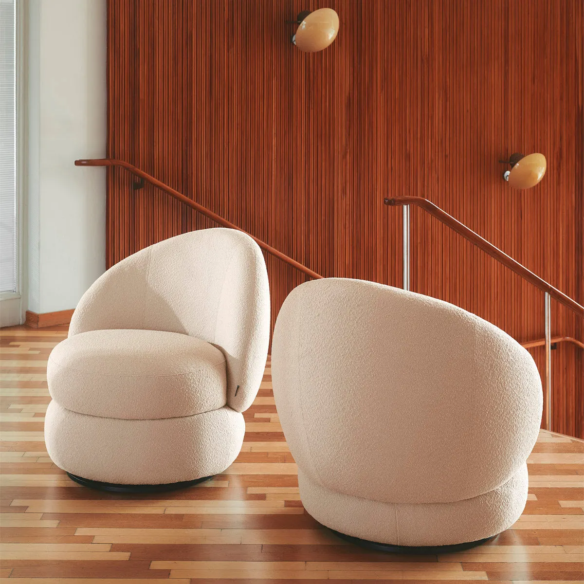 Alma Boucle Swivel Armchair