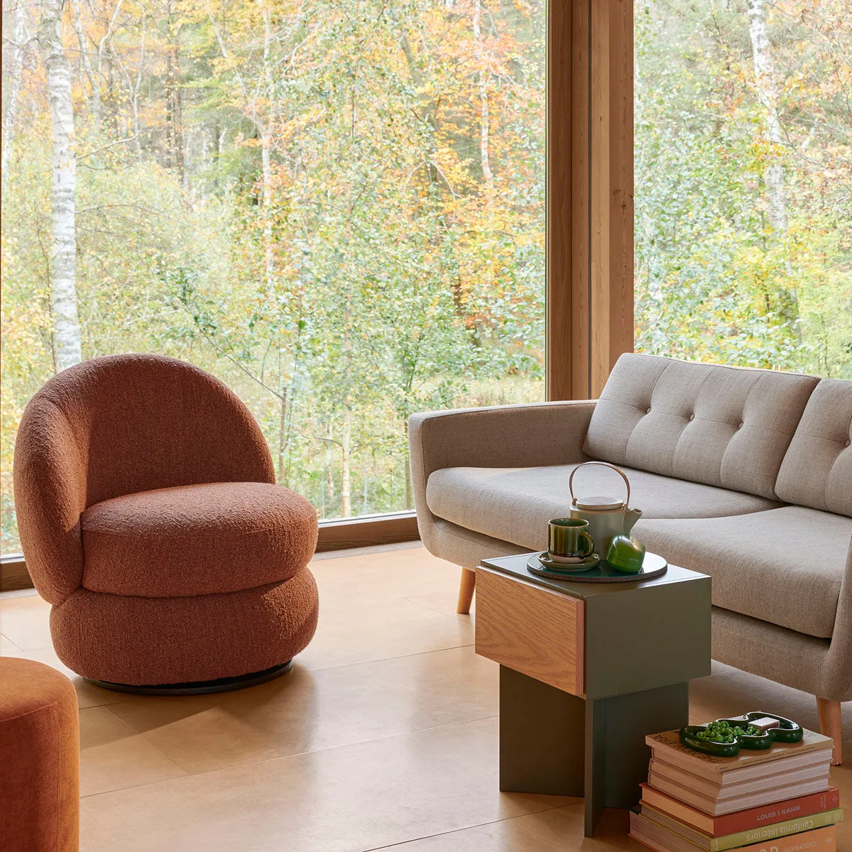 Alma Boucle Swivel Armchair