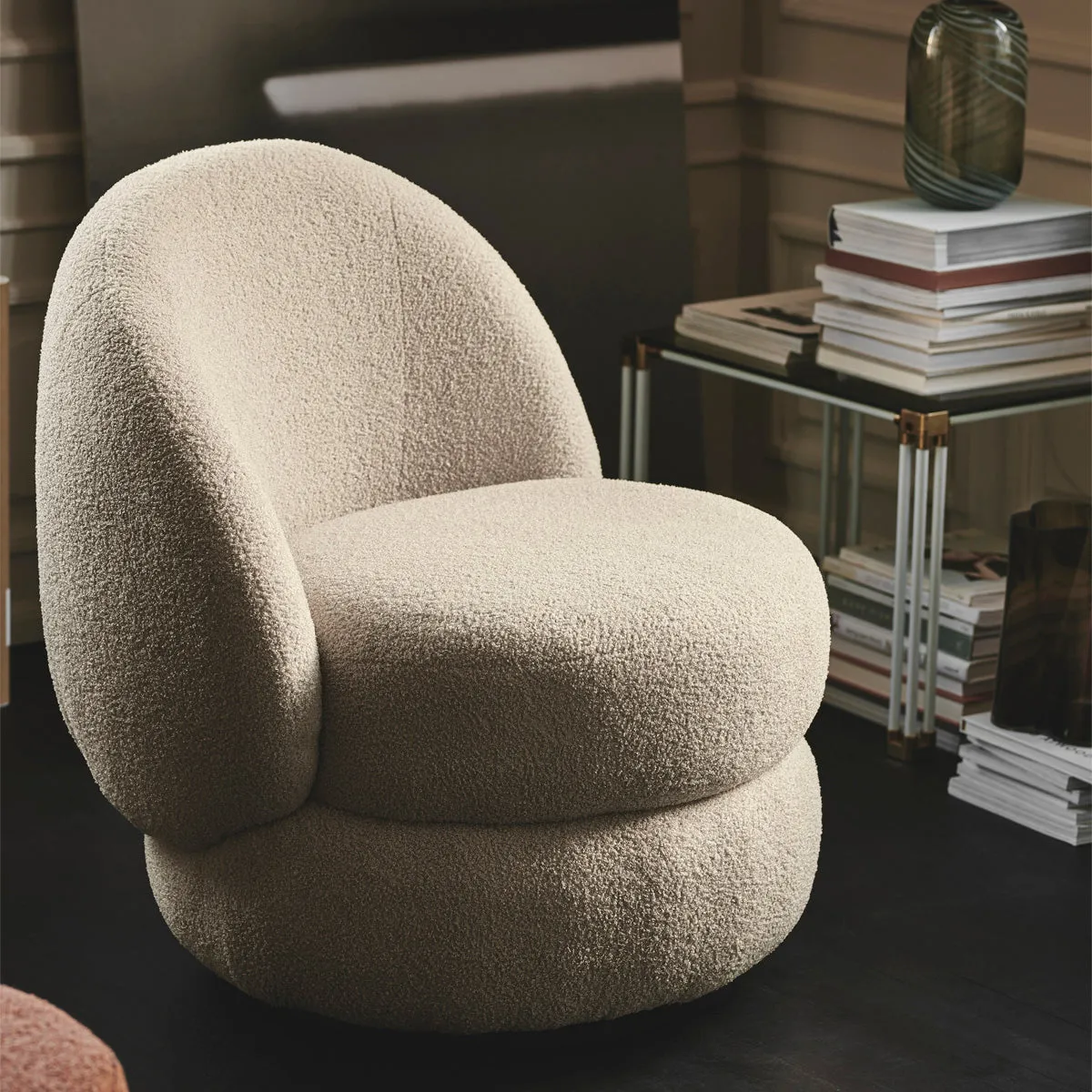 Alma Boucle Swivel Armchair