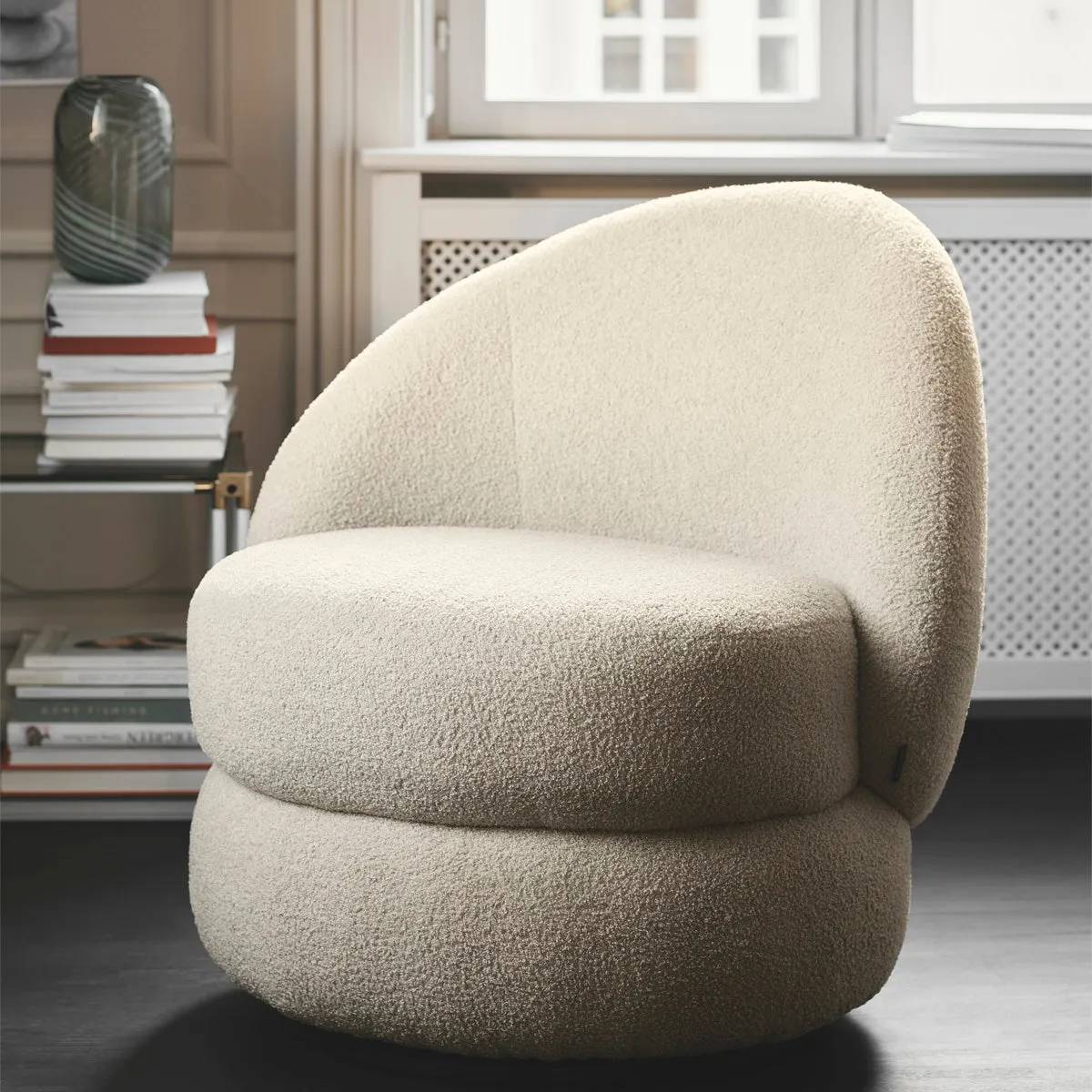 Alma Boucle Swivel Armchair