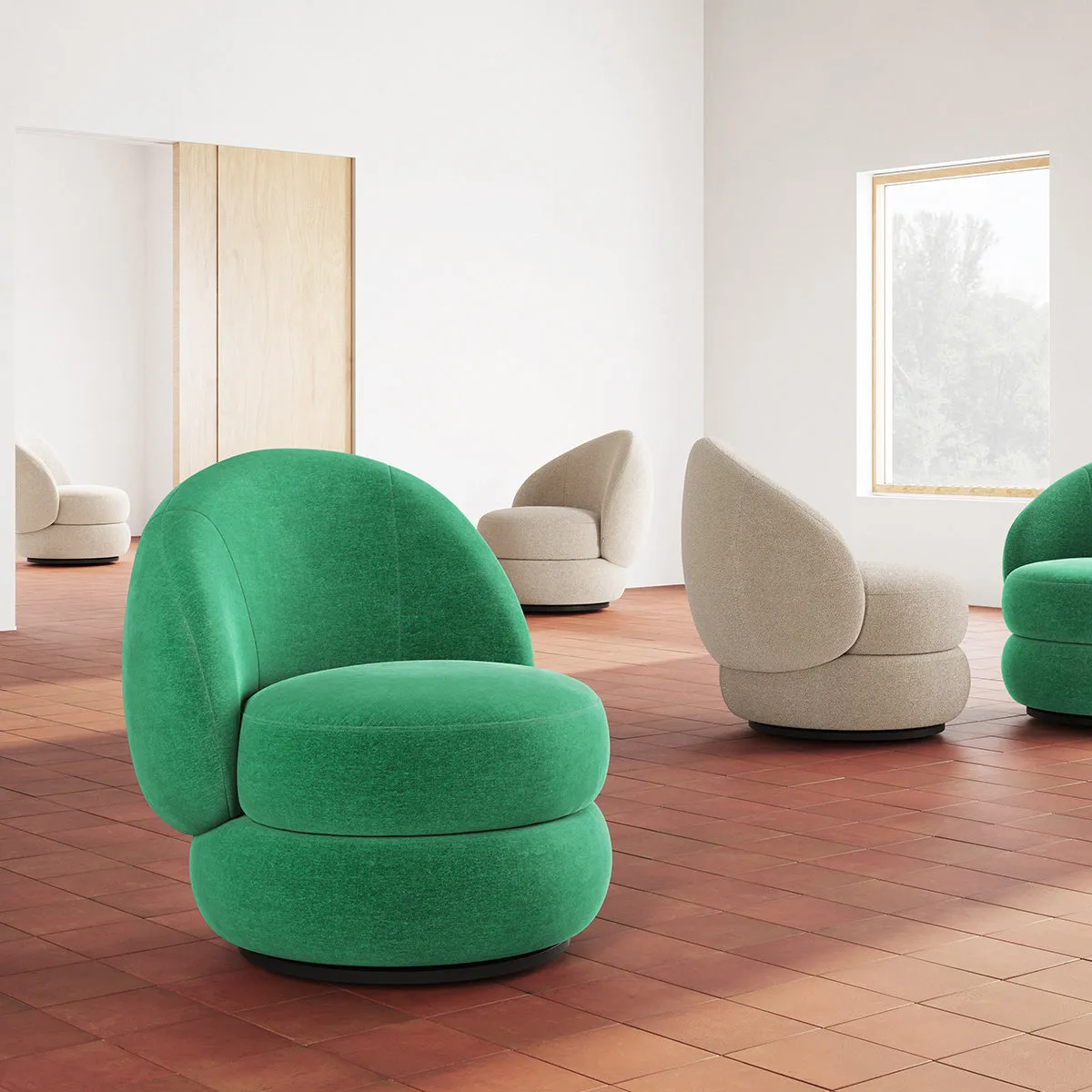 Alma Fabric Swivel Armchair