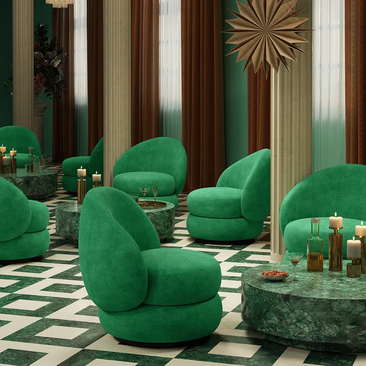 Alma Fabric Swivel Armchair