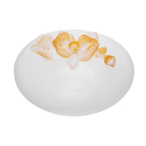 ASHTRAY GLASS CLEAR PLATE WITH FROSTED FINISH AND A AMBER CO