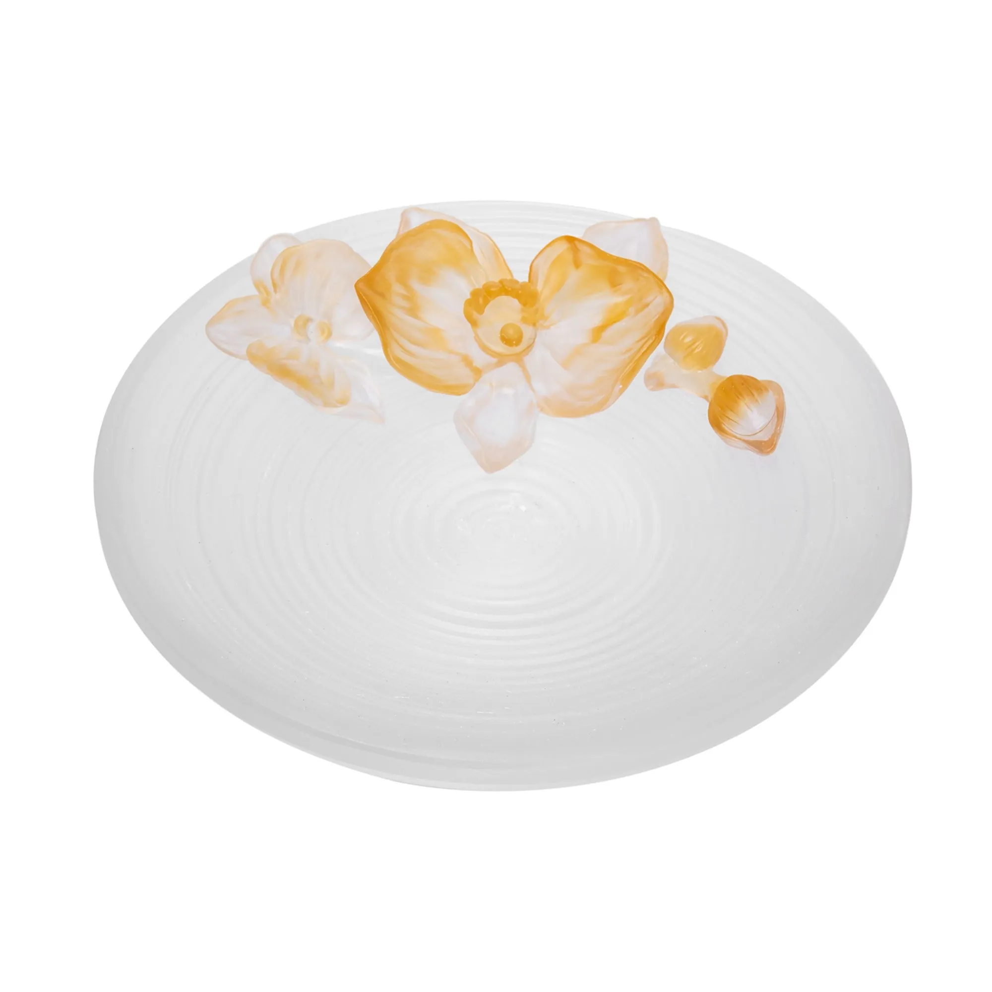 ASHTRAY GLASS CLEAR PLATE WITH FROSTED FINISH AND A AMBER CO