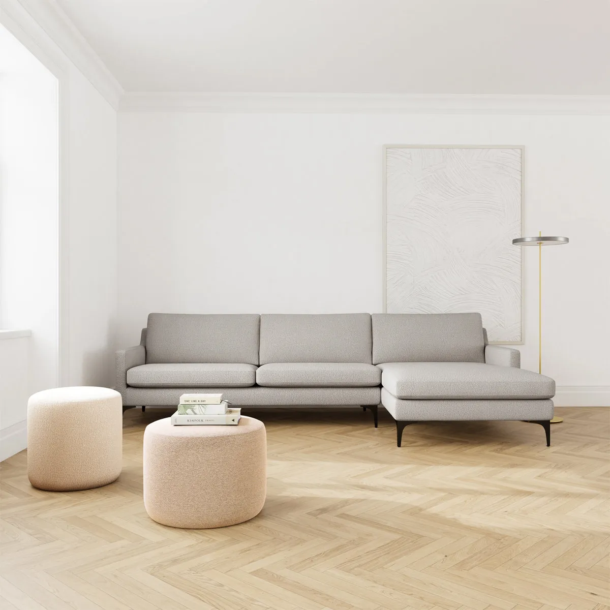 Astha Boucle Right Chaise Sofa