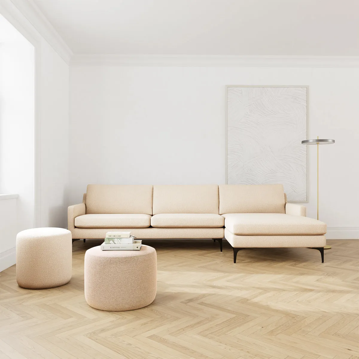 Astha Boucle Right Chaise Sofa