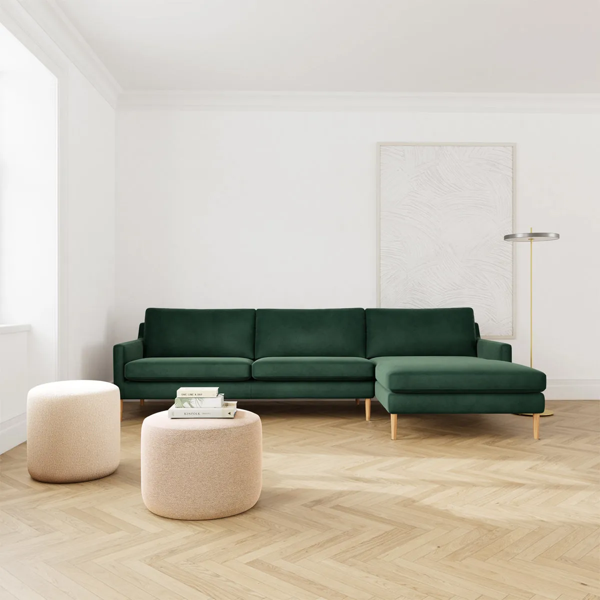 Astha Velvet Right Chaise Sofa