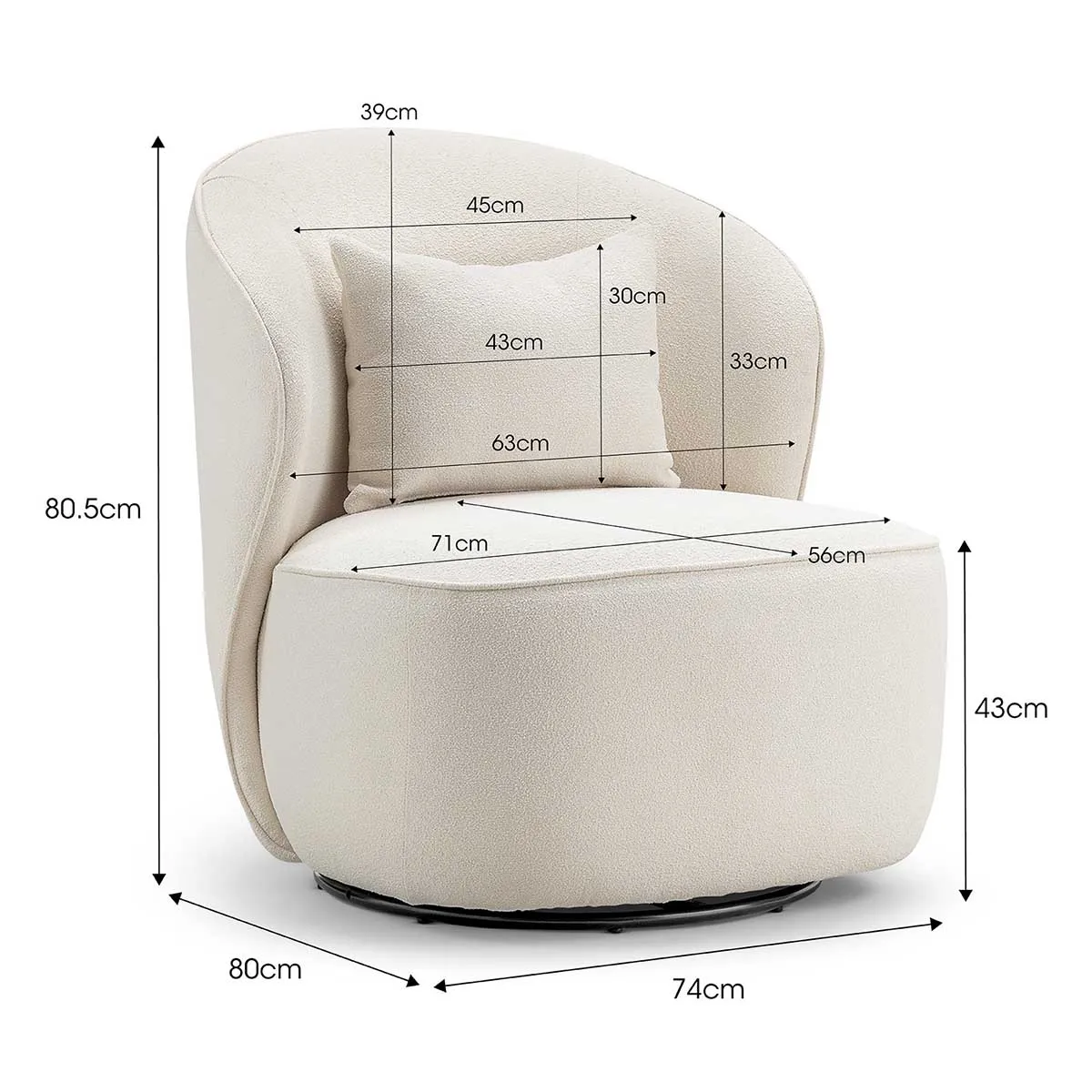 Atlas Boucle Swivel Lounge Chair