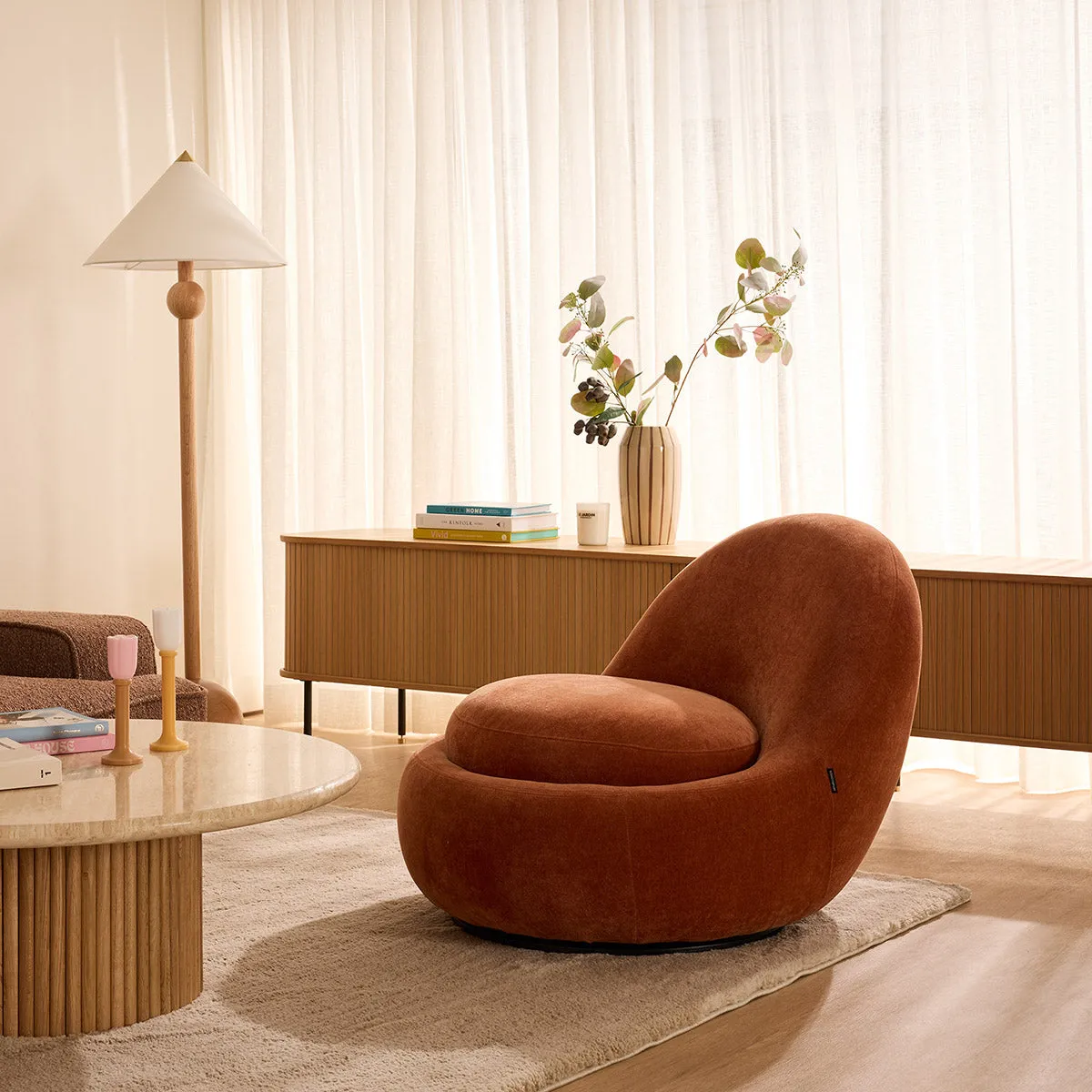 Babette Fabric Swivel Armchair