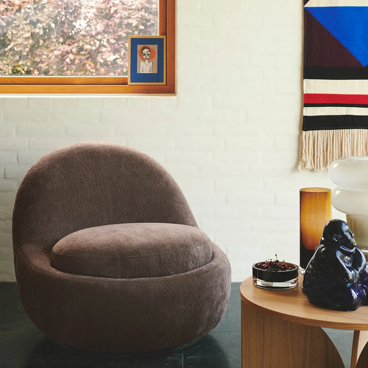 Babette Fabric Swivel Armchair
