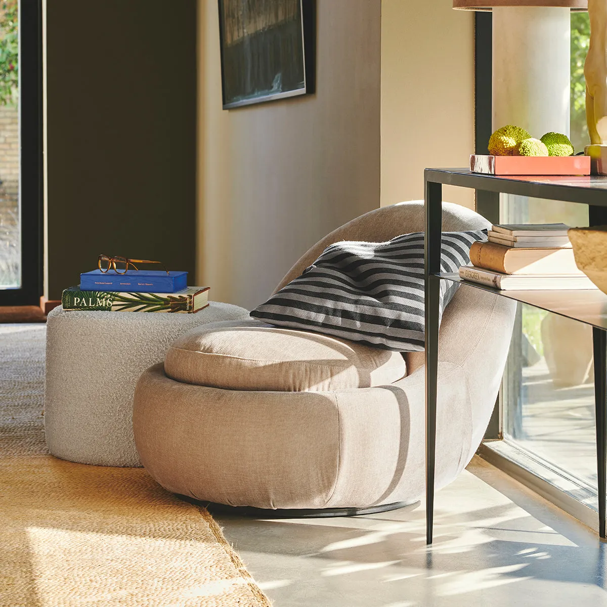 Babette Fabric Swivel Armchair