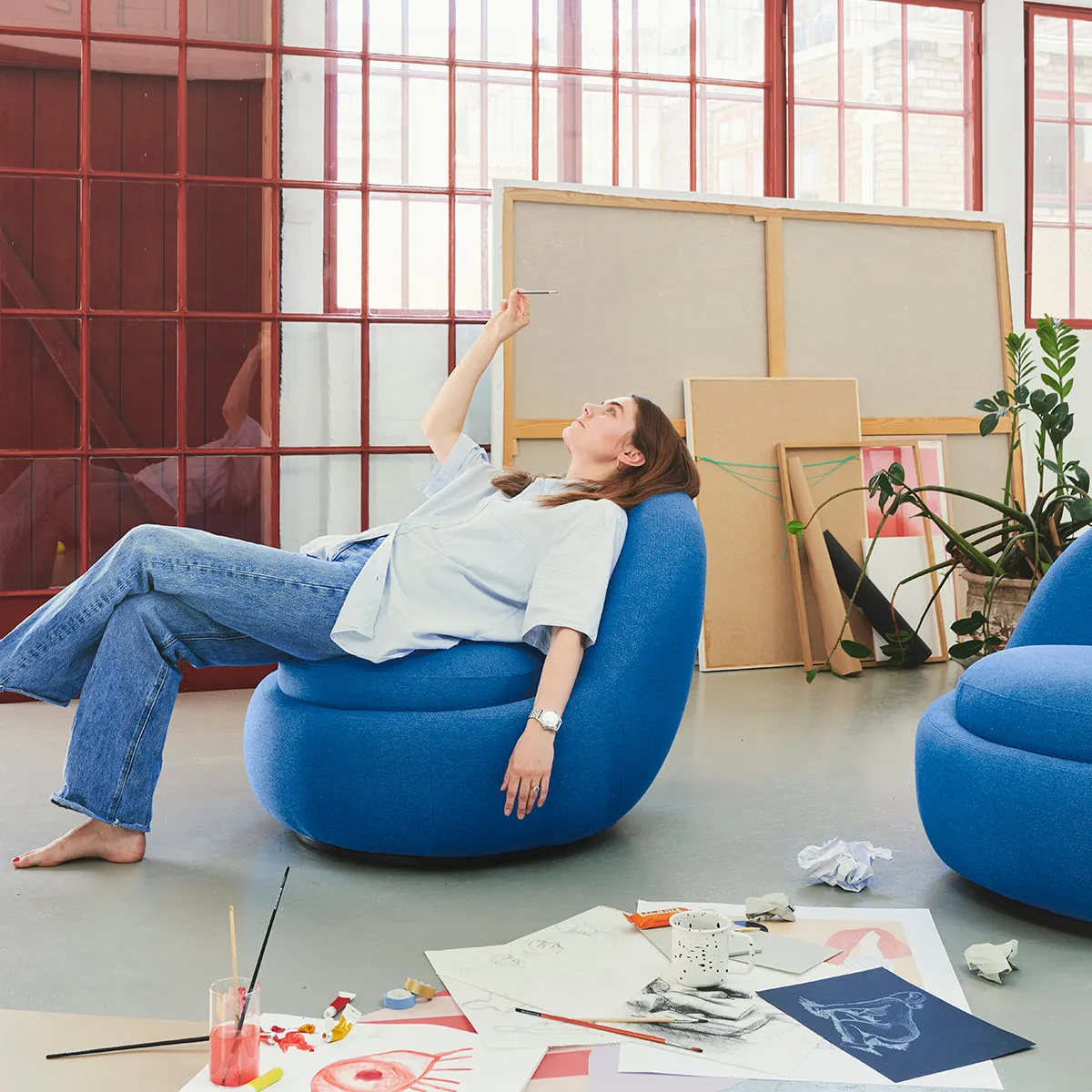 Babette Fabric Swivel Armchair