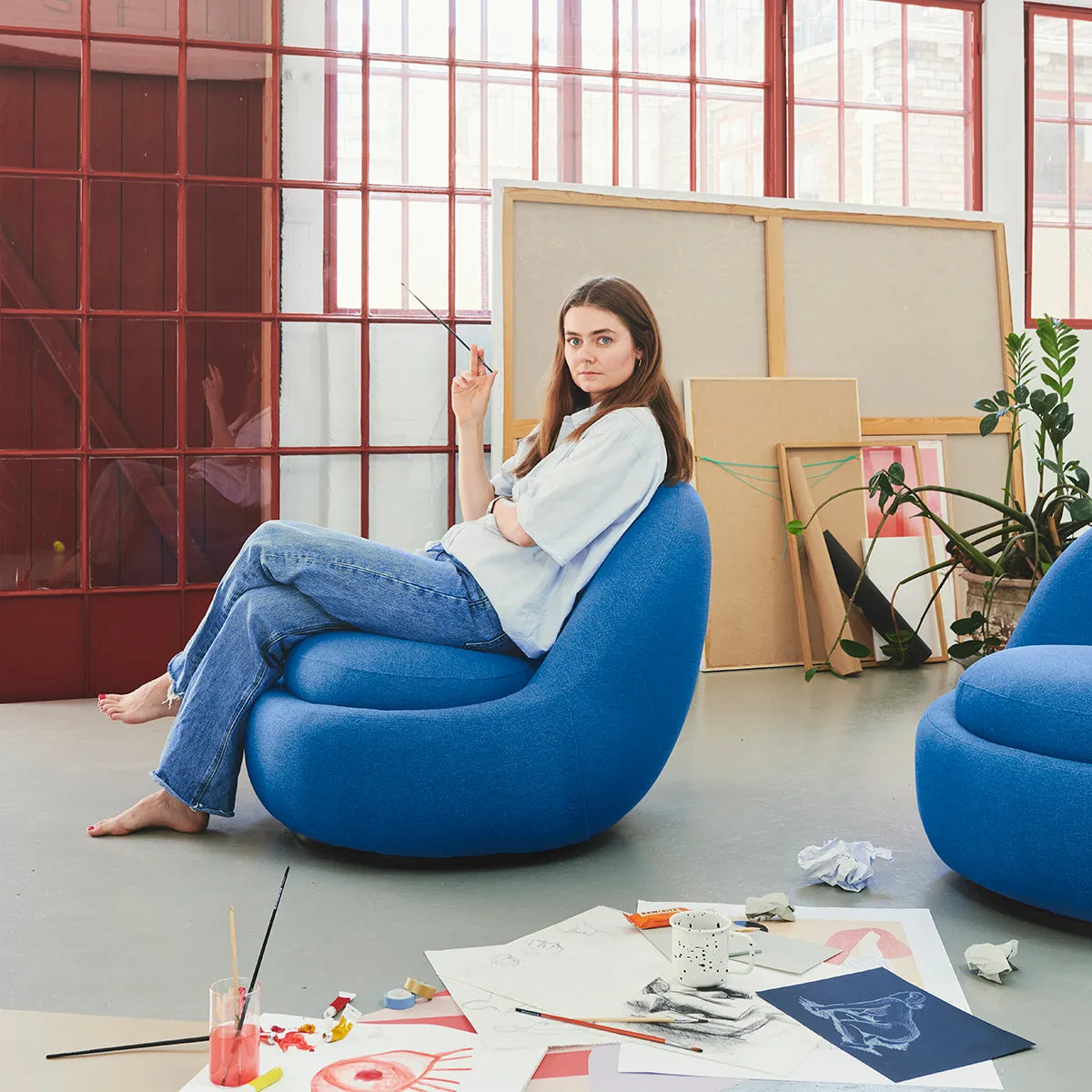 Babette Fabric Swivel Armchair