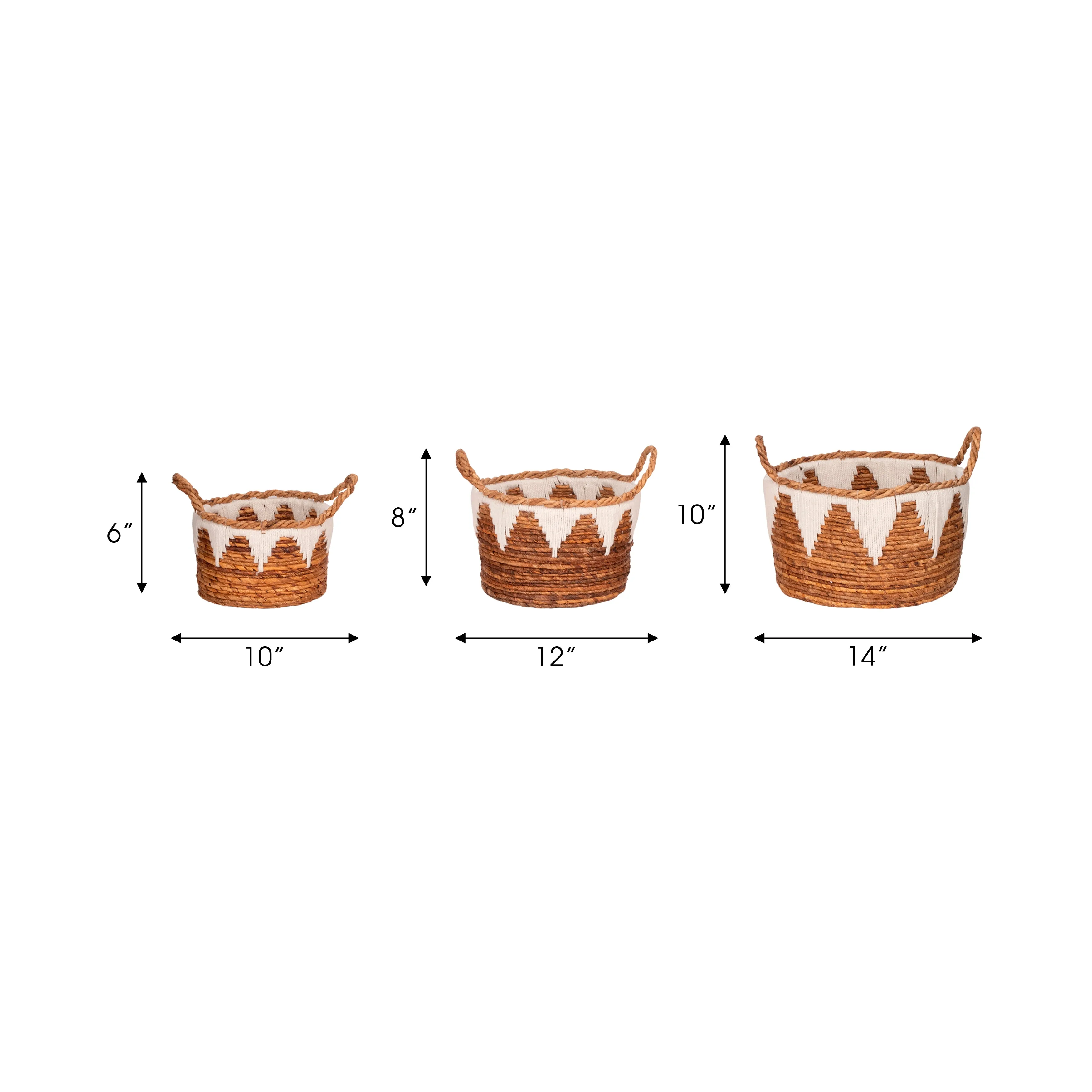 BANANA LEAF, S/3 10/12/14" NOMAD BASKET, NATURAL