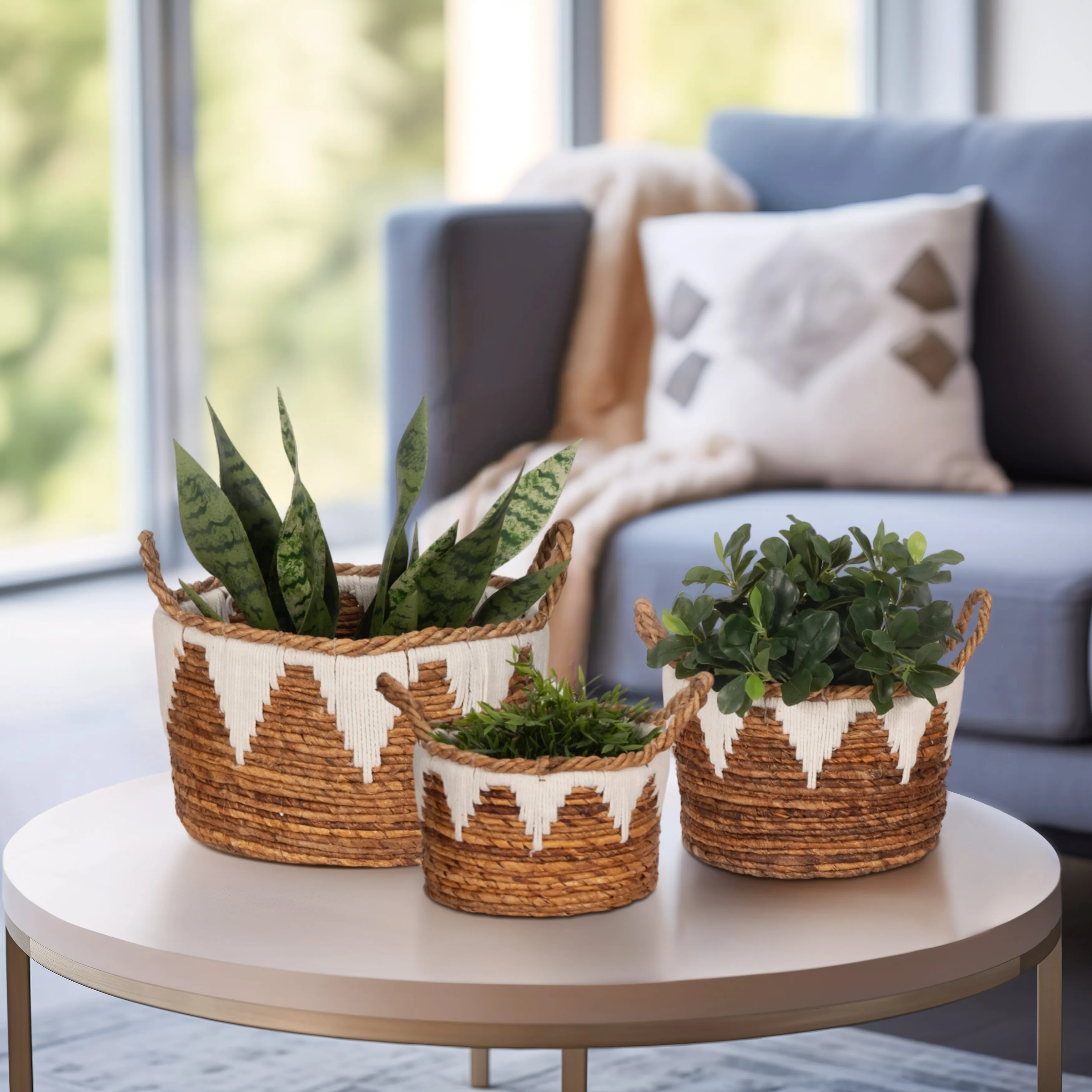 BANANA LEAF, S/3 10/12/14" NOMAD BASKET, NATURAL