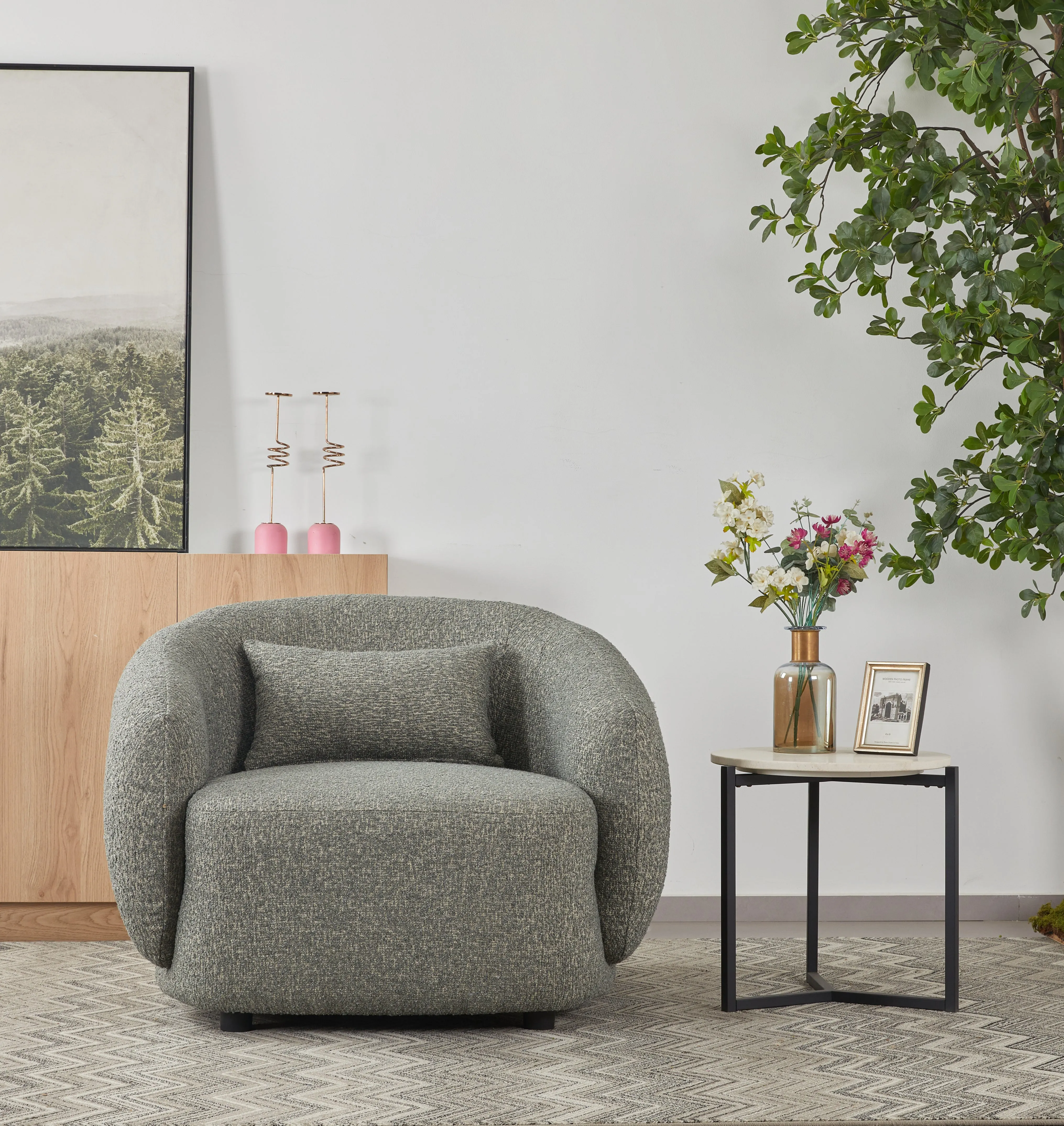 Barcelona dark grey Accent Chair   (102CM)