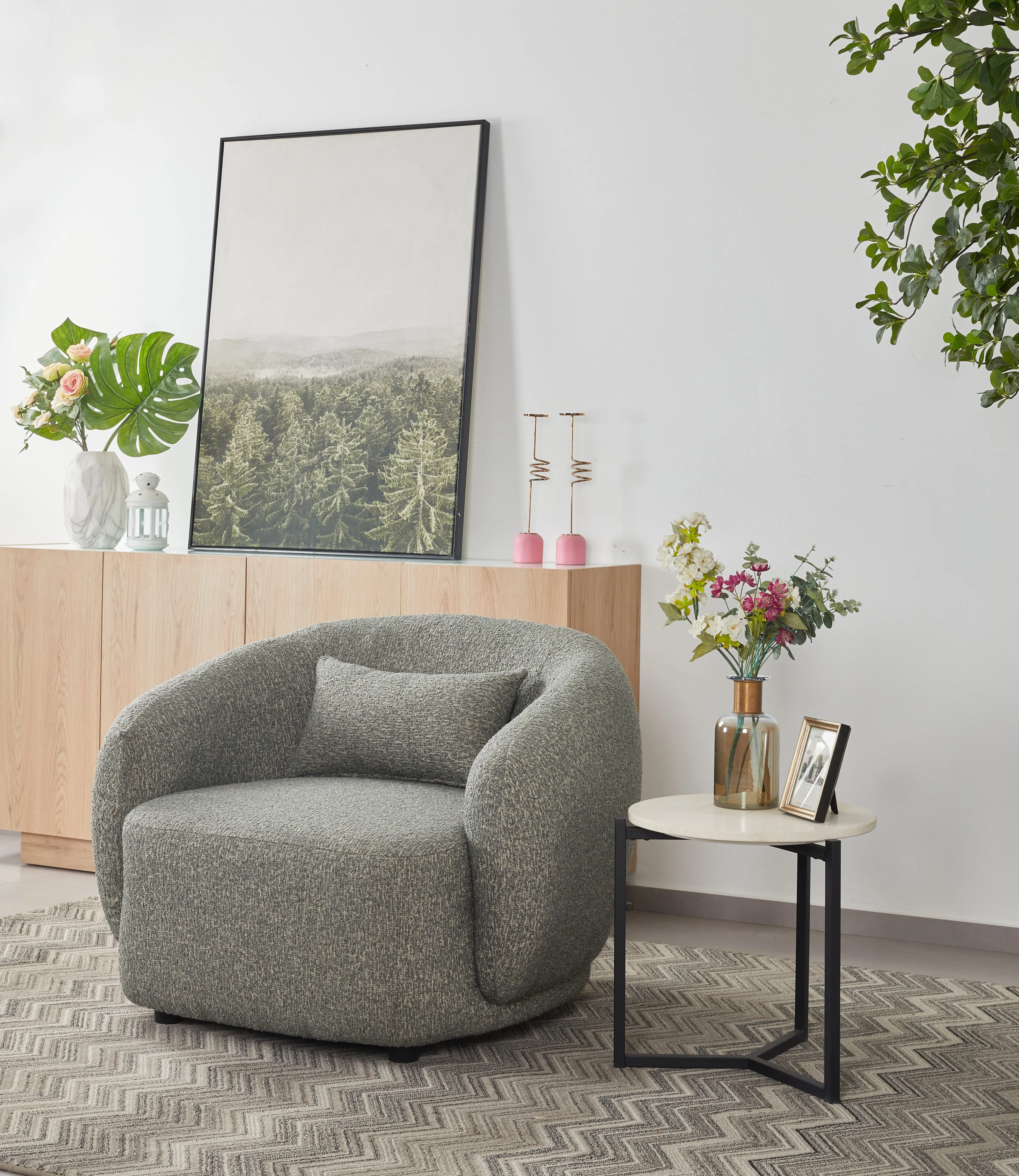 Barcelona dark grey Accent Chair   (102CM)