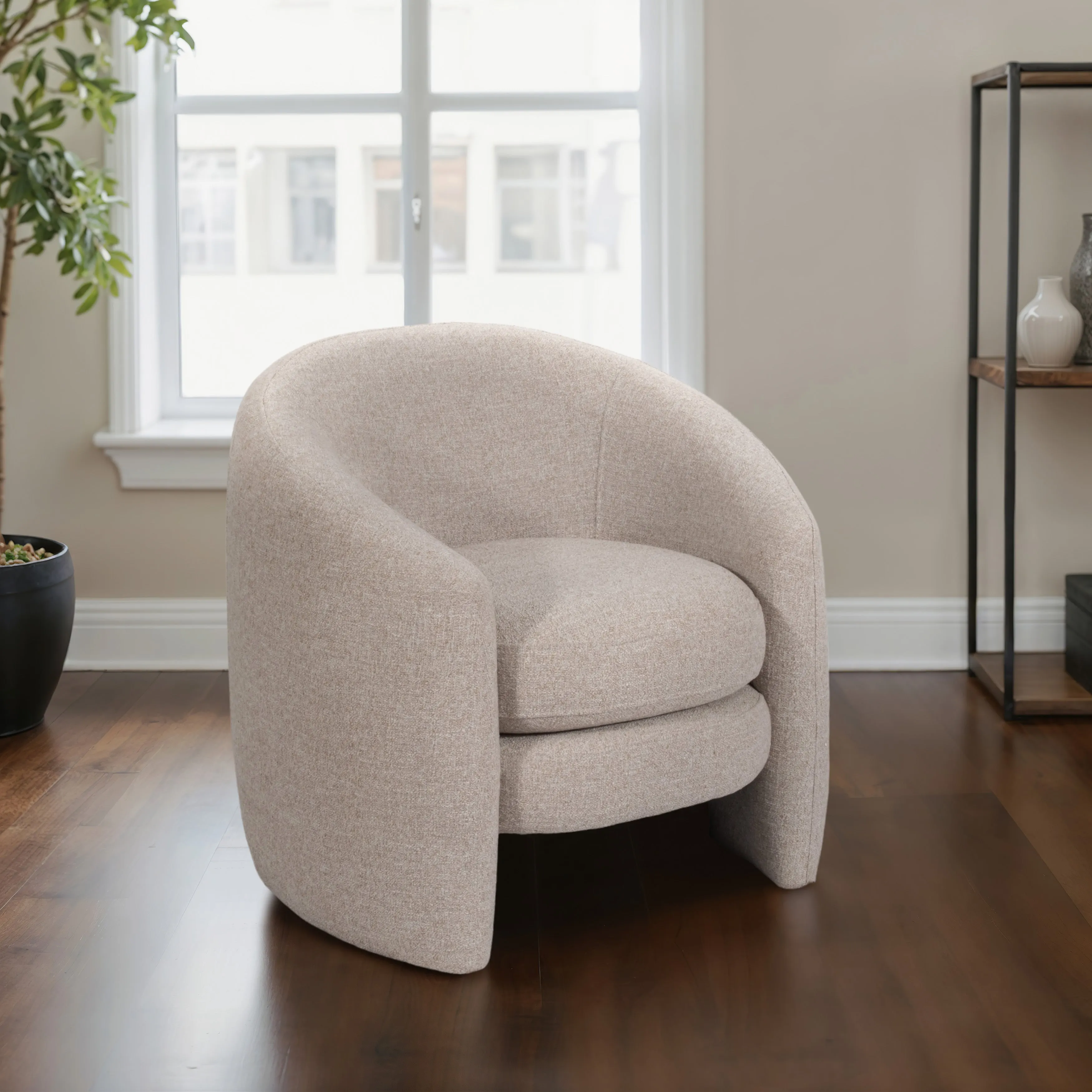 Barrel Arm Chair, Beige