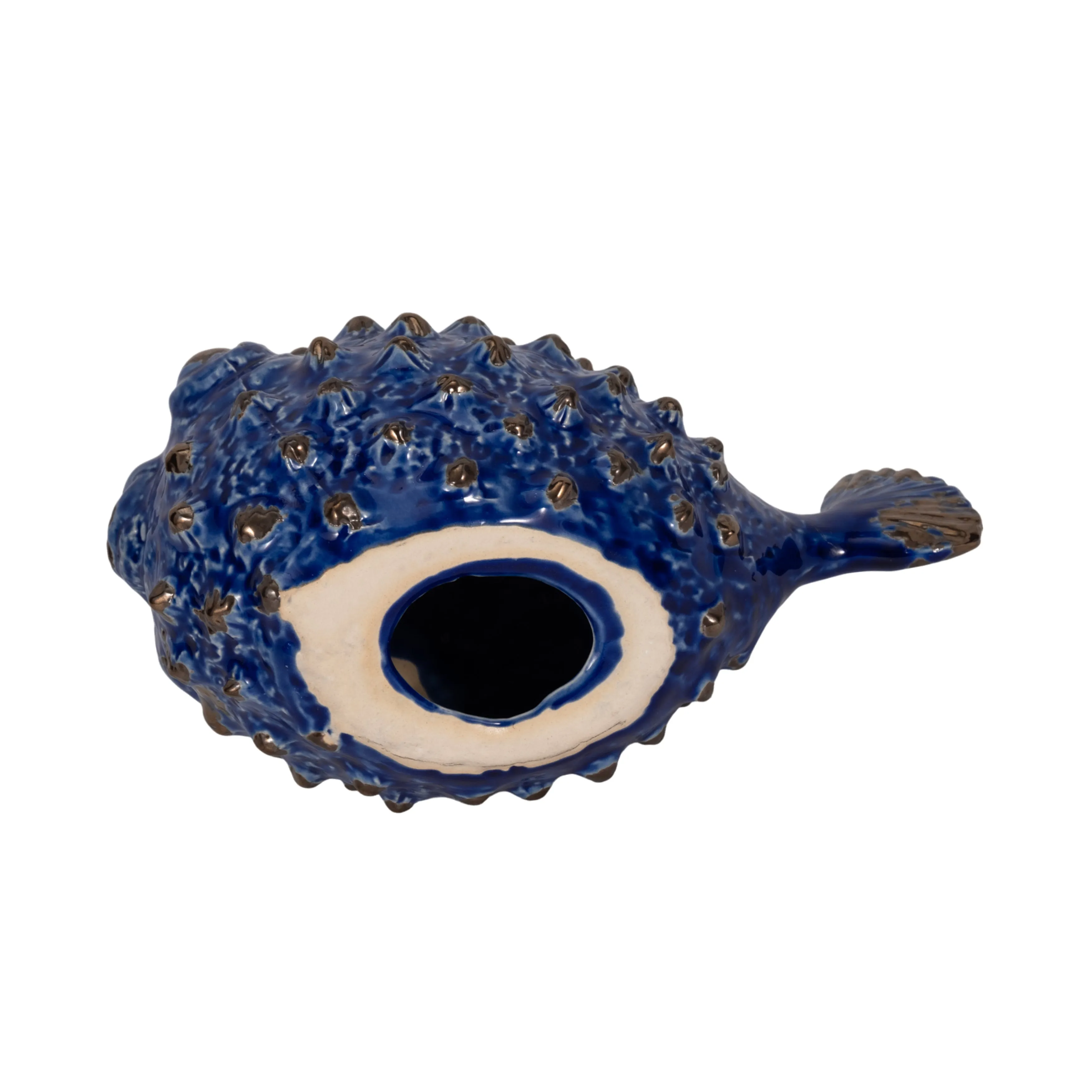 BLUE CERAMIC PUFFER FISH 10"