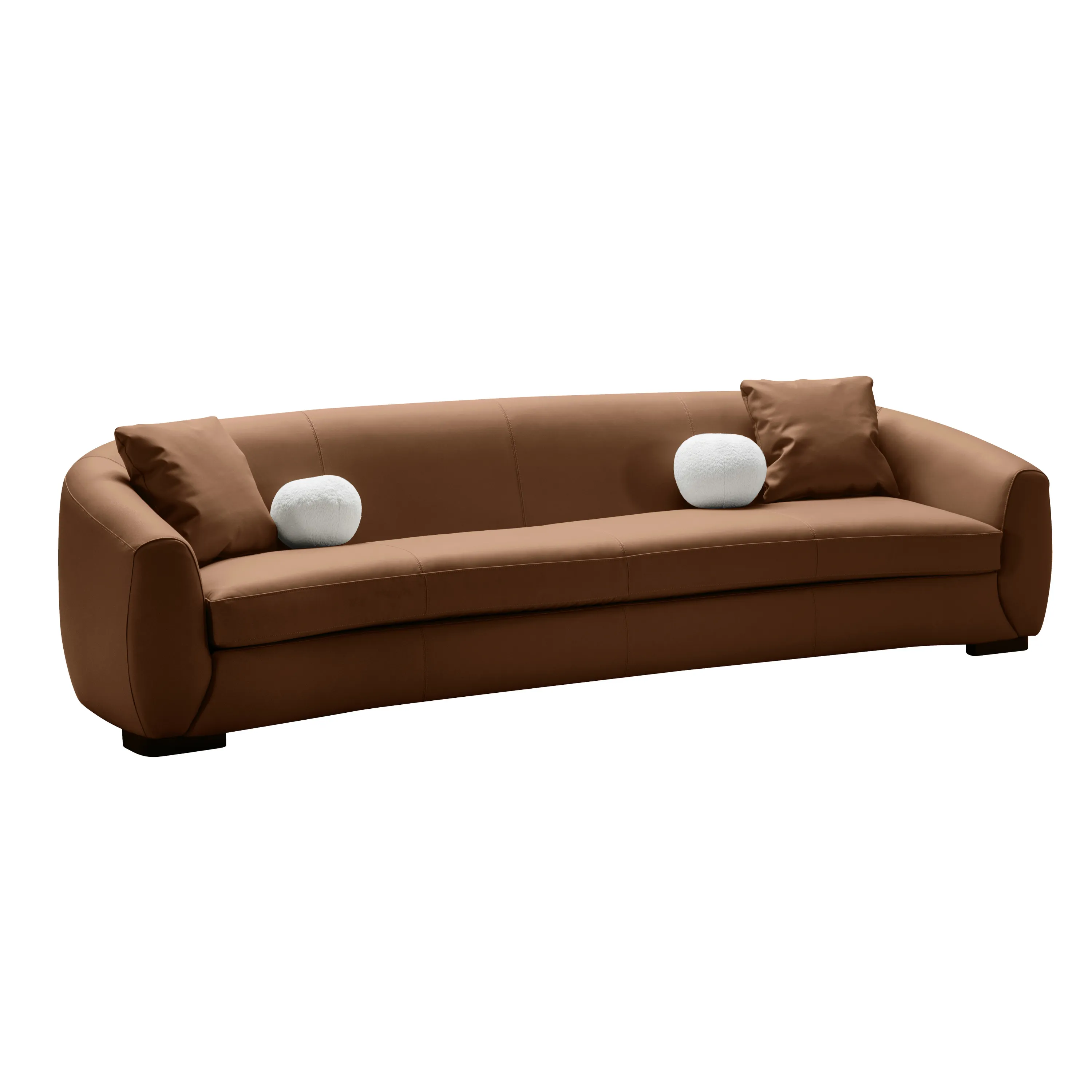 Boucle brown leather 5 seater sofa