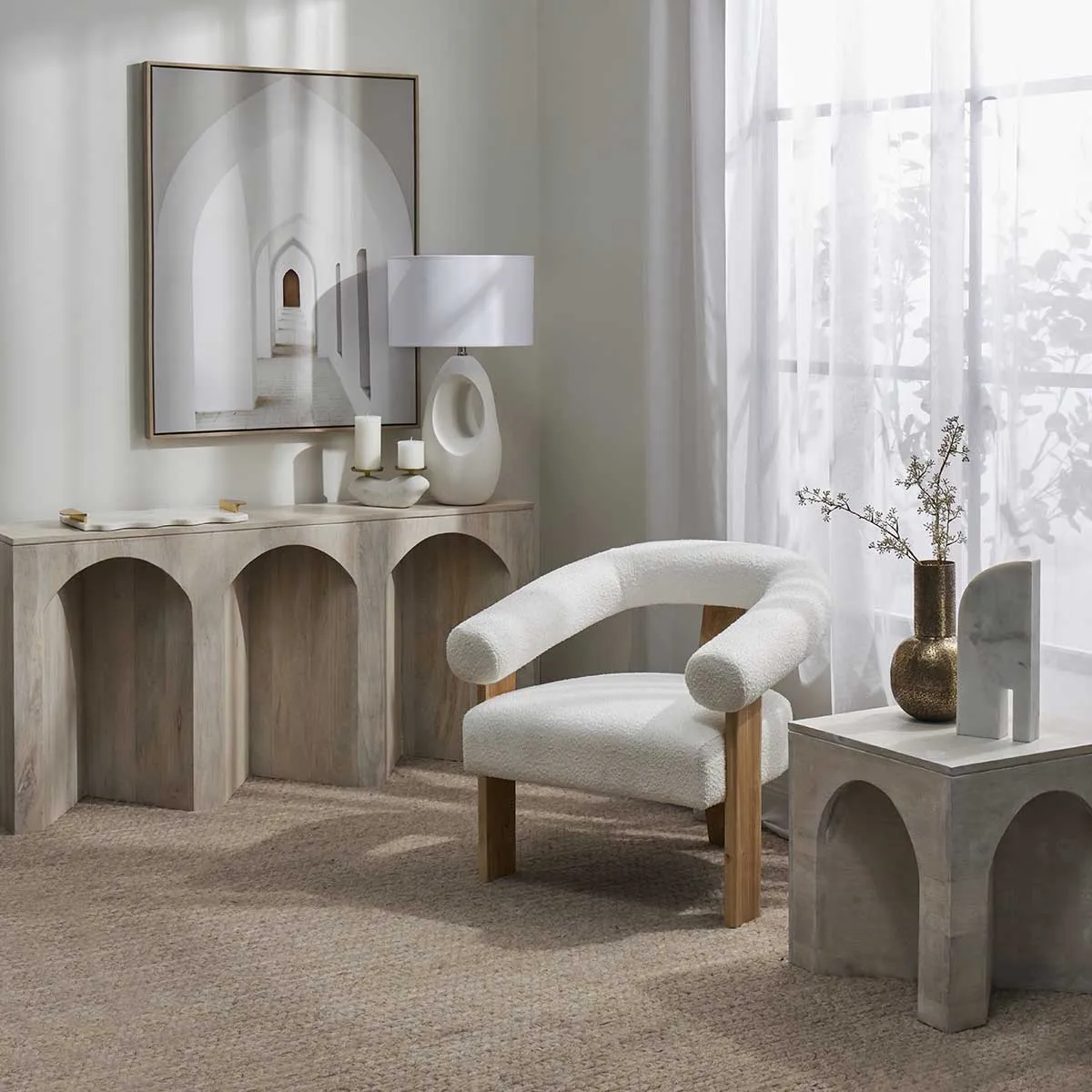 Boucle Curved Armchair