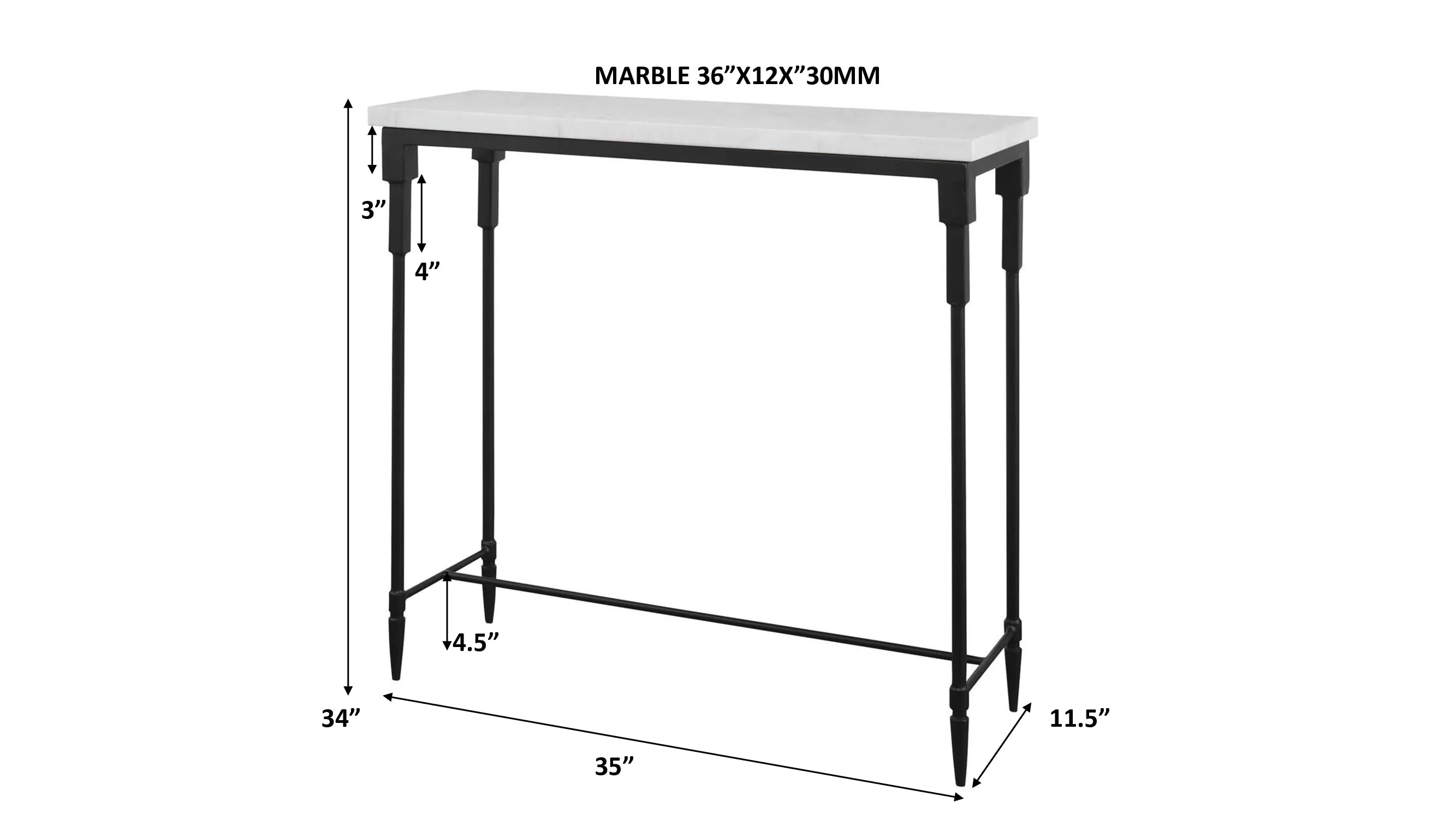 Bourges Console Table, 2 Cartons