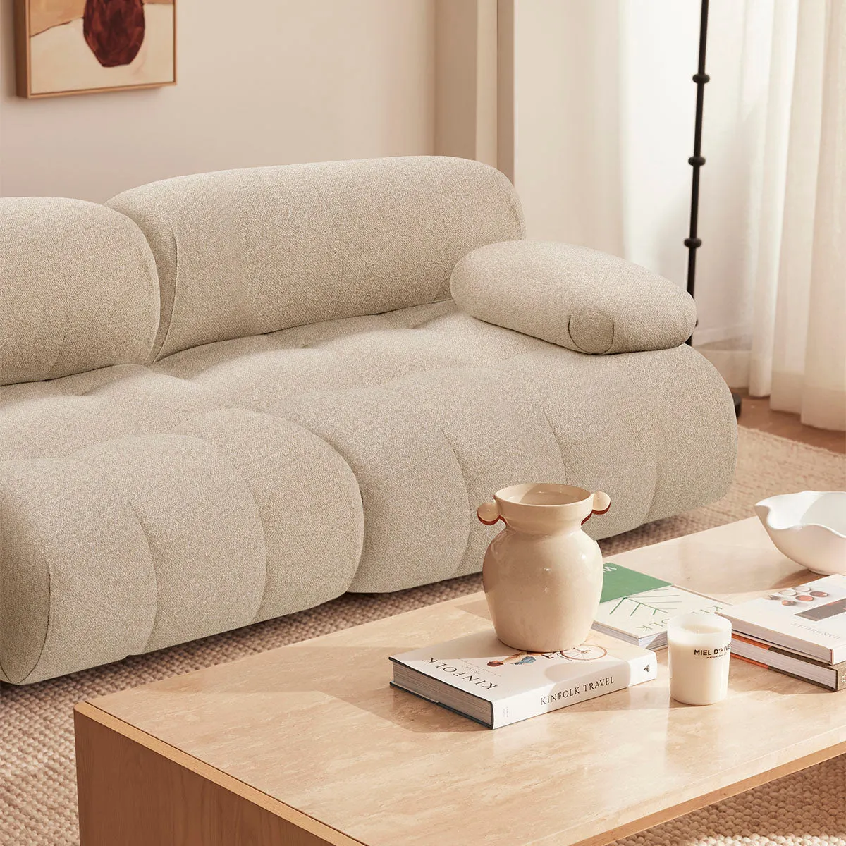 Bowie Boucle 4 Seat Sofa (Sand)