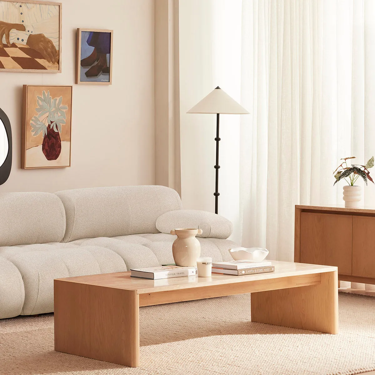 Bowie Boucle 4 Seat Sofa (Sand)