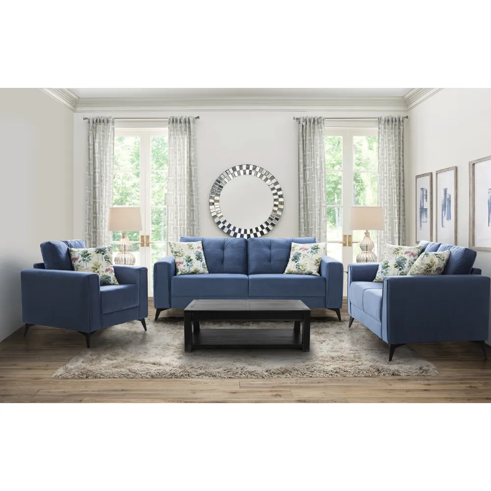 Brandon Beloved Dark Blue Sofa Set