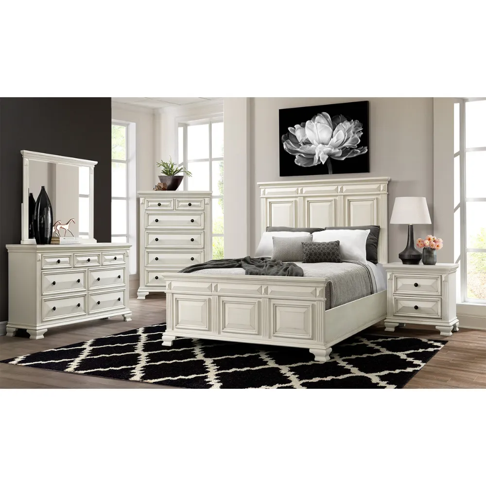 Calloway 7-Drawer Dresser w/ Mirror Set in White