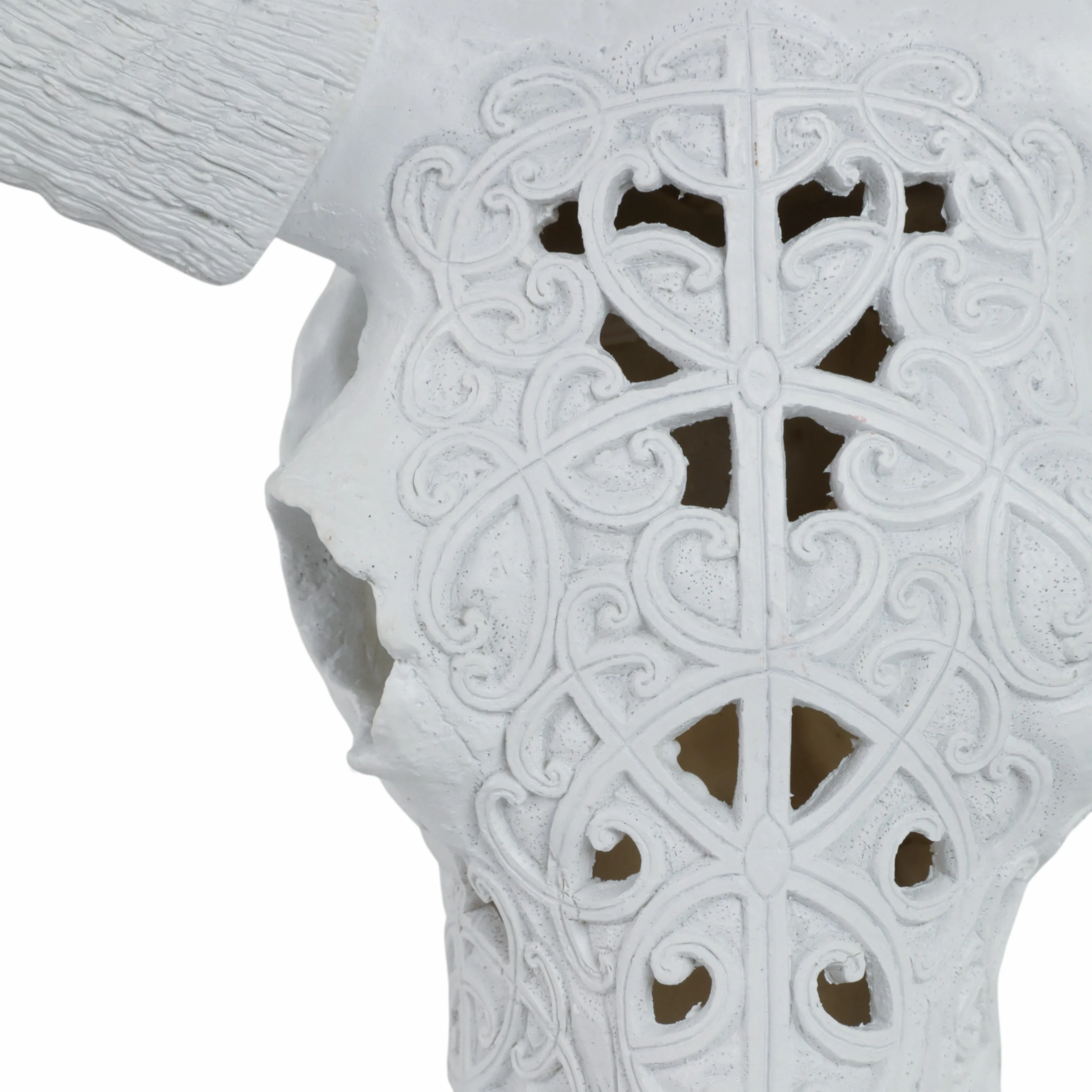 Carved White Bull Skull 17.75" Kd