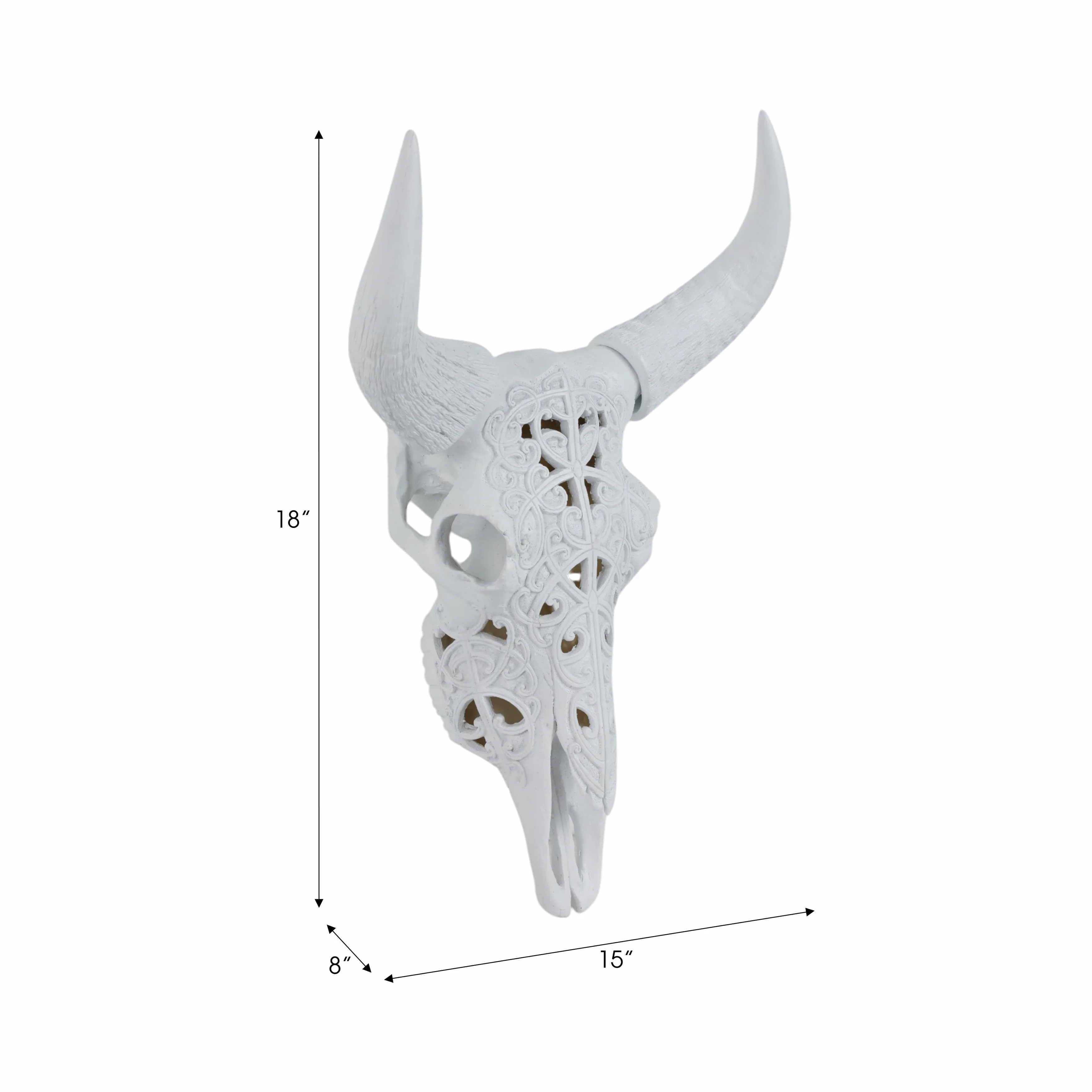 Carved White Bull Skull 17.75" Kd